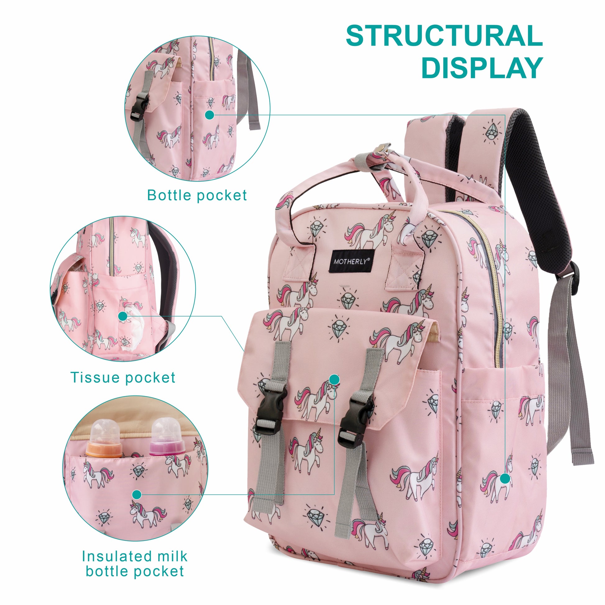 Motherly Solid Diaper Bag for Moms (Black) – Water-Resistant Maternity & Travel Bag with Multiple Pockets