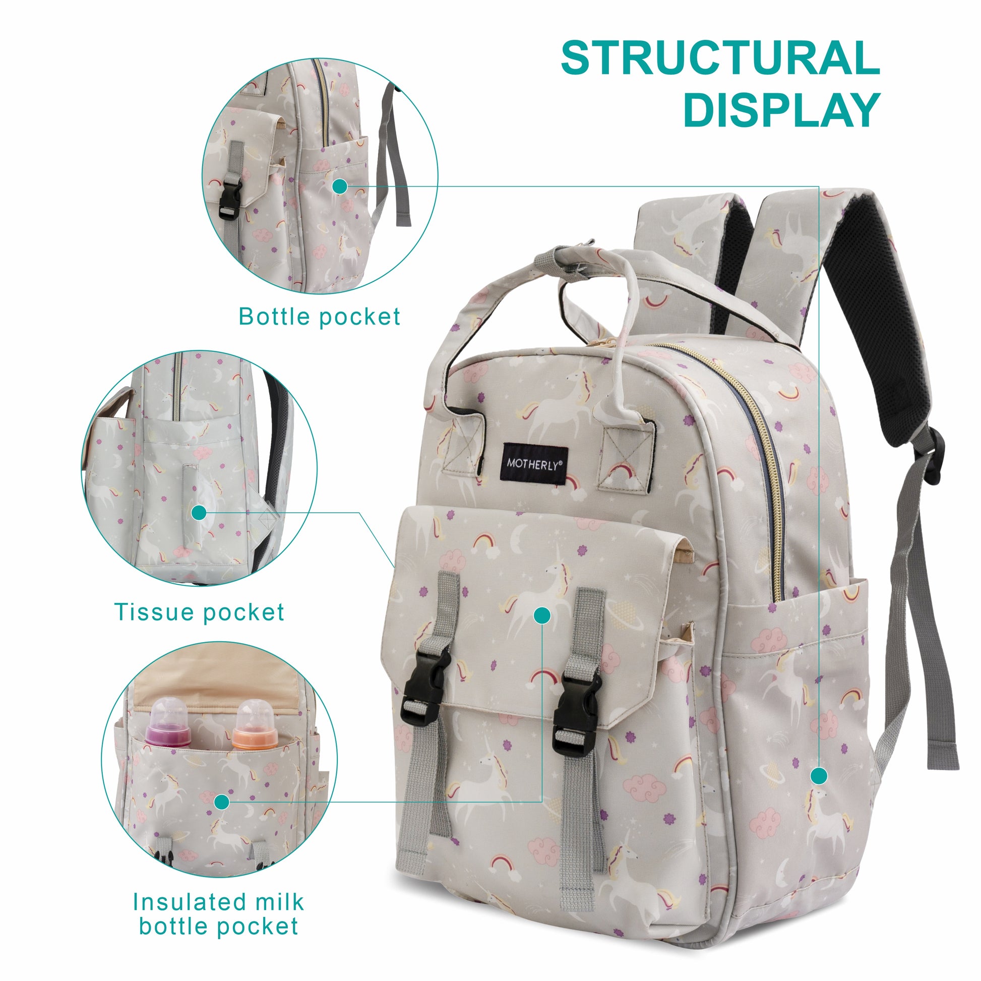 Motherly Solid Diaper Bag for Moms (Black) – Water-Resistant Maternity & Travel Bag with Multiple Pockets