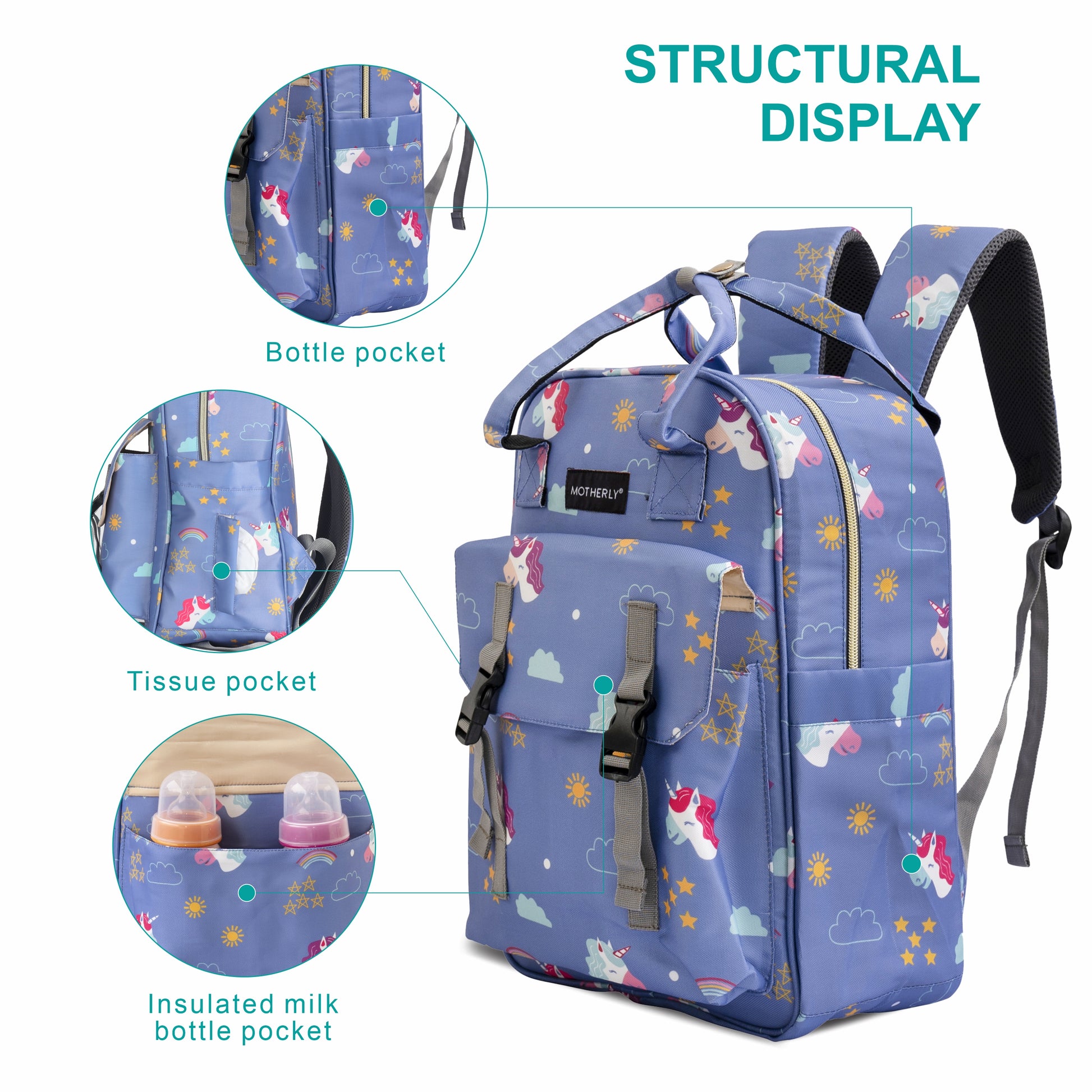 Motherly Solid Diaper Bag for Moms (Black) – Water-Resistant Maternity & Travel Bag with Multiple Pockets