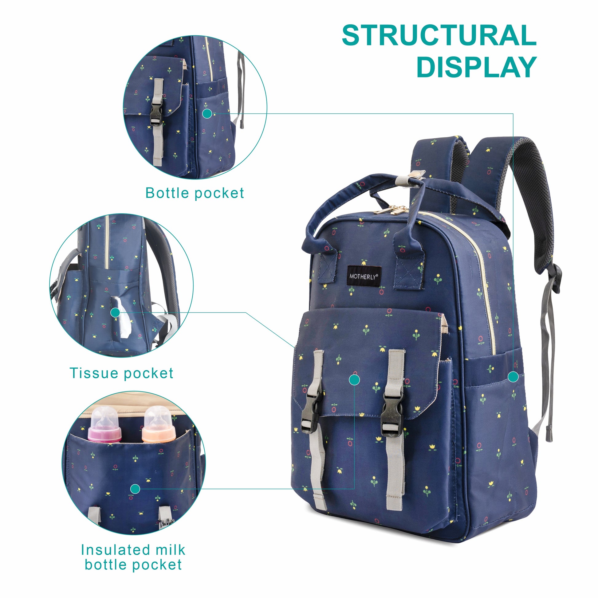 Motherly Solid Diaper Bag for Moms (Black) – Water-Resistant Maternity & Travel Bag with Multiple Pockets