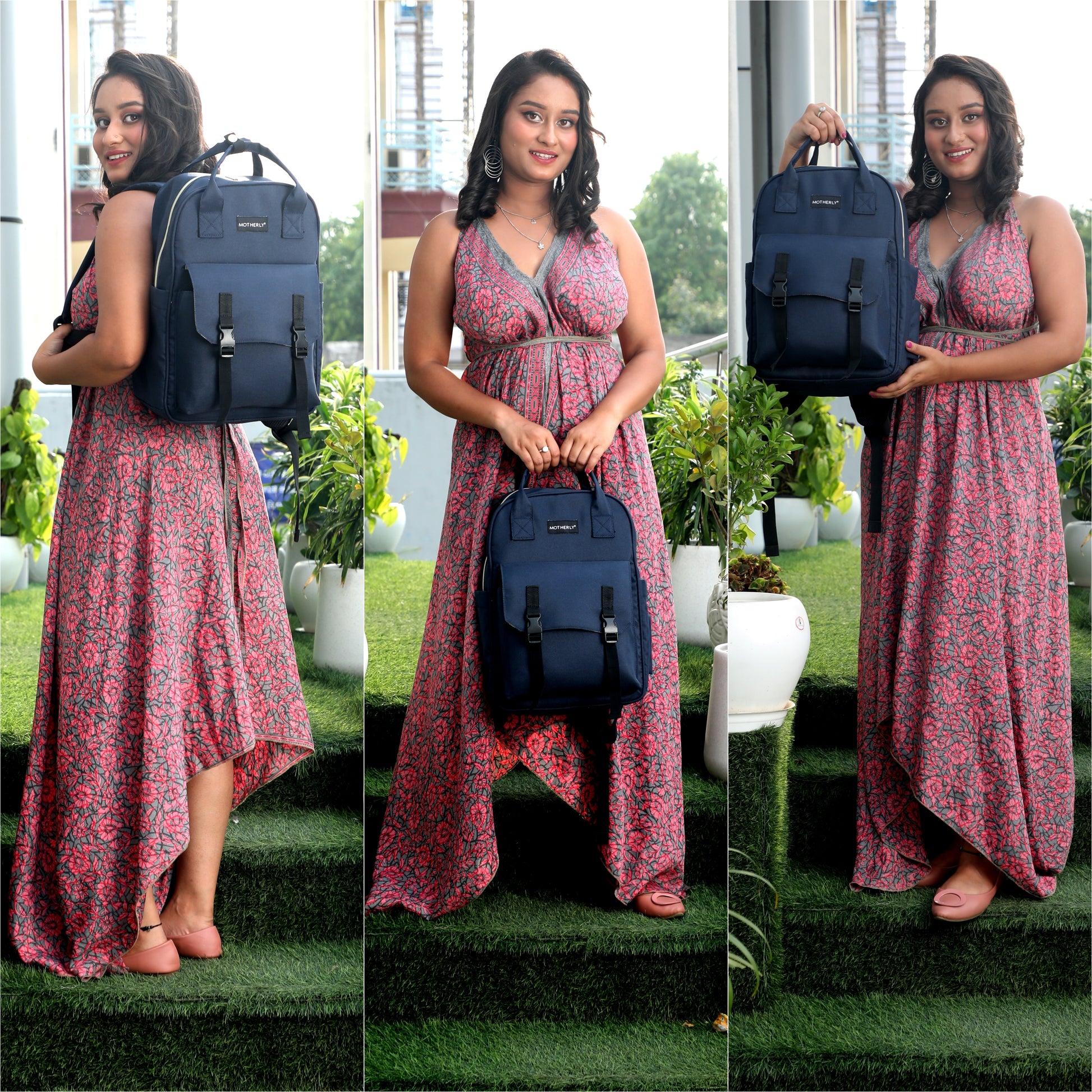 Motherly Solid Diaper Bag for Moms (Black) – Water-Resistant Maternity & Travel Bag with Multiple Pockets