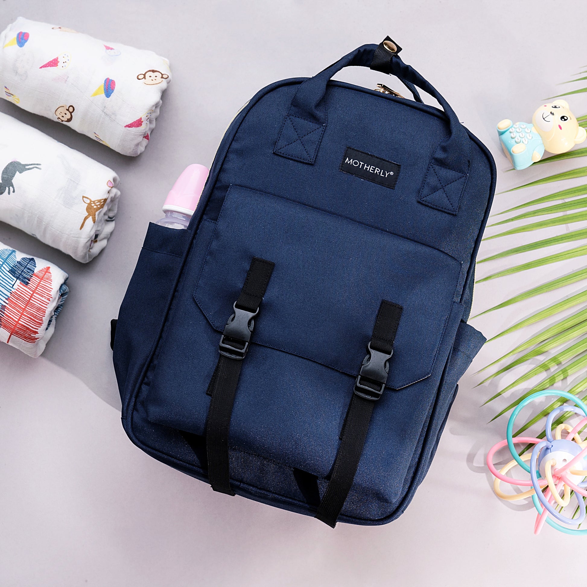 Motherly Solid Diaper Bag for Moms (Black) – Water-Resistant Maternity & Travel Bag with Multiple Pockets