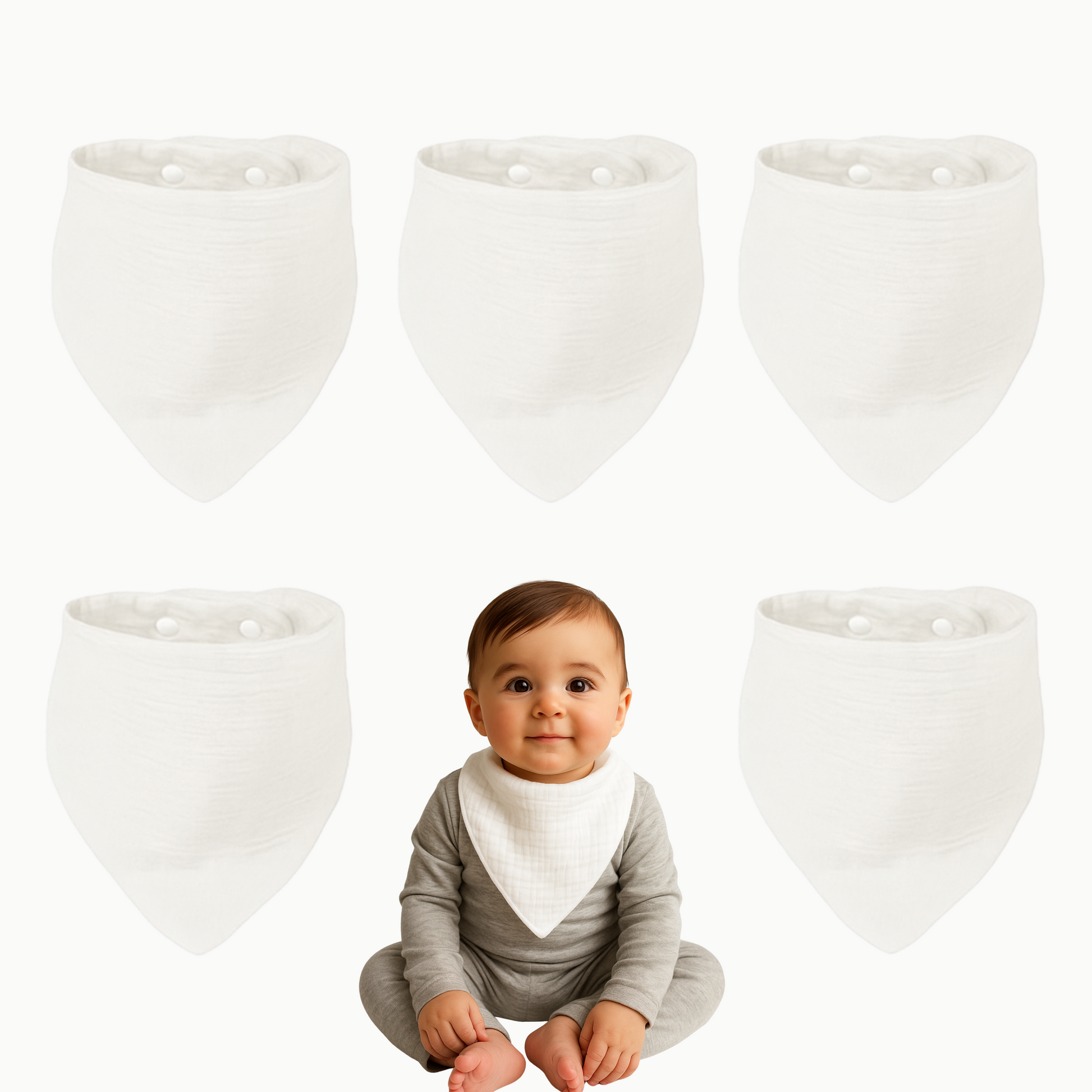 Motherly Bib for Baby 0 to 6 Month – Soft Muslin Baby Apron, Adjustable & Absorbent Bibs for Newborns to 12 Months Boys and girl (Multicolor) - MOTHERLY