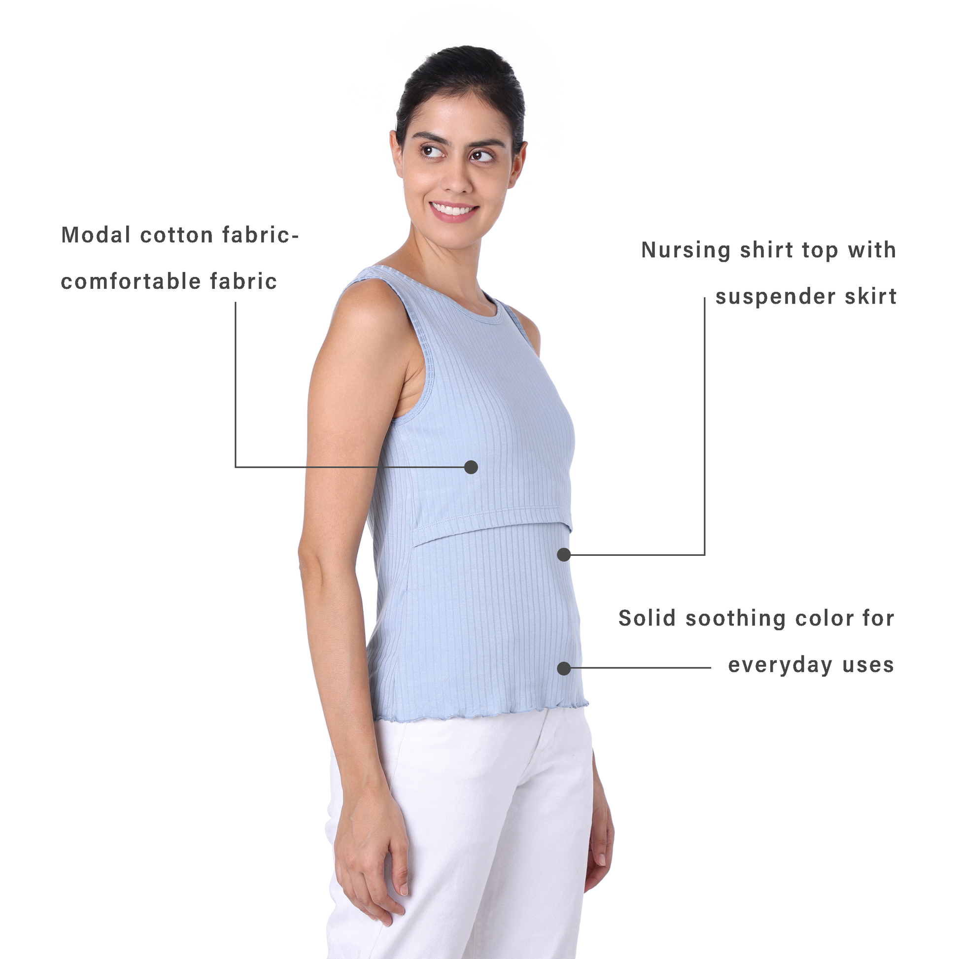 Cushy Touch Camisole N Suspender Skirt for Nursing Moms - MOTHERLY