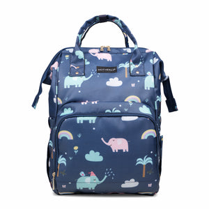Motherly Flame Printed Diaper Bag for Mothers for Travel, Maternity Bag for Newborn Baby, Mother Travelling Bag, Multipocket Water Resistant, Hospital Bag for Mom with Warranty - Blue Elephant