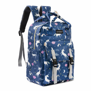 Motherly Solid Diaper Bag for Mothers for Travel, Maternity Bag for Newborn Baby, Mothers Travelling Bag, Multiple Pocket Water Resistant Baby Bag, Hospital Bag for moms (Black) - Unicorn Blue