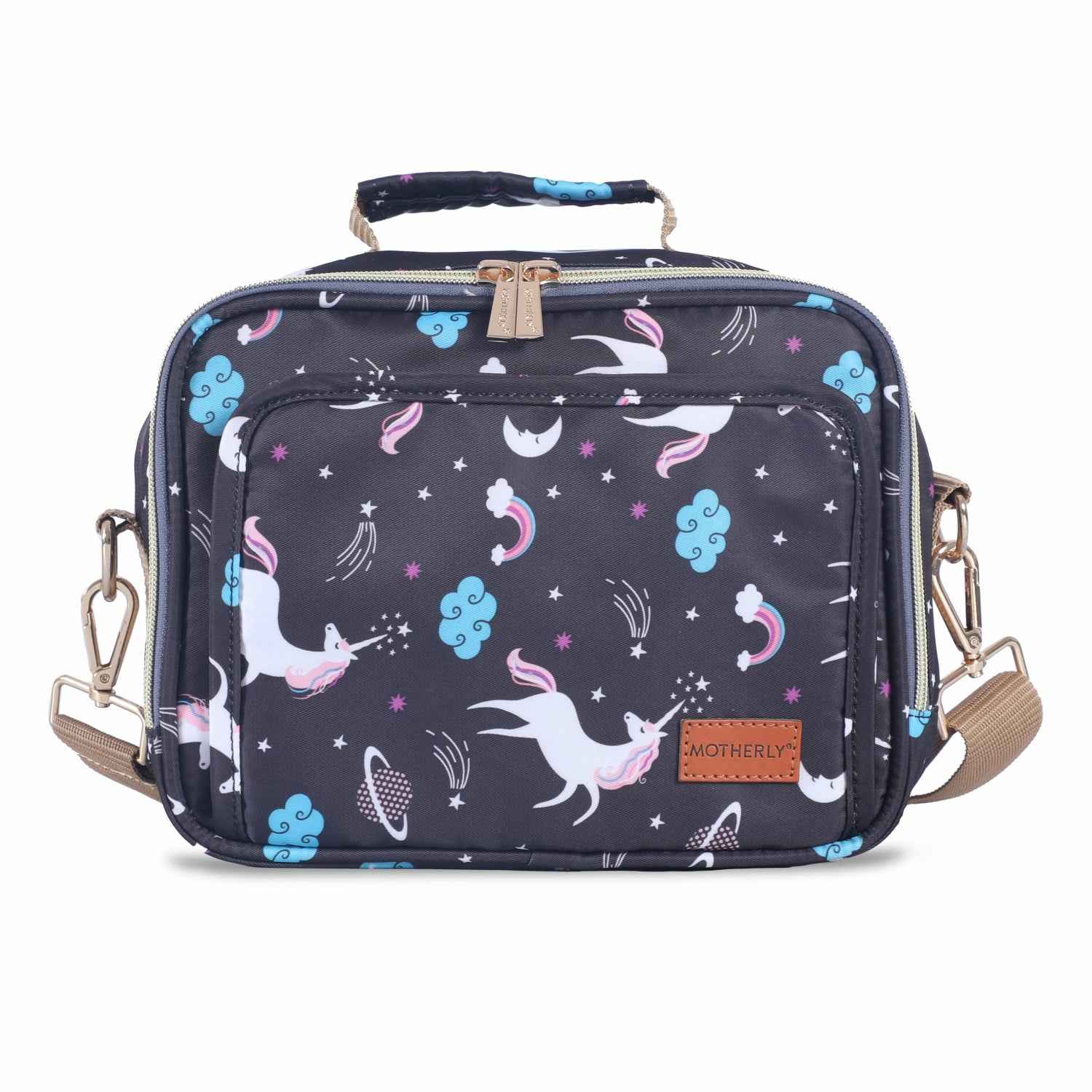 Motherly Mini Diaper Bag for Moms (Unicorn Blue) – Water-Resistant Travel & Maternity Handbag with Multiple Pockets