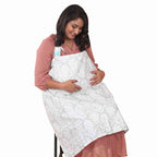 Care Cave Nursing Scarf - Gray/White Flower Print
