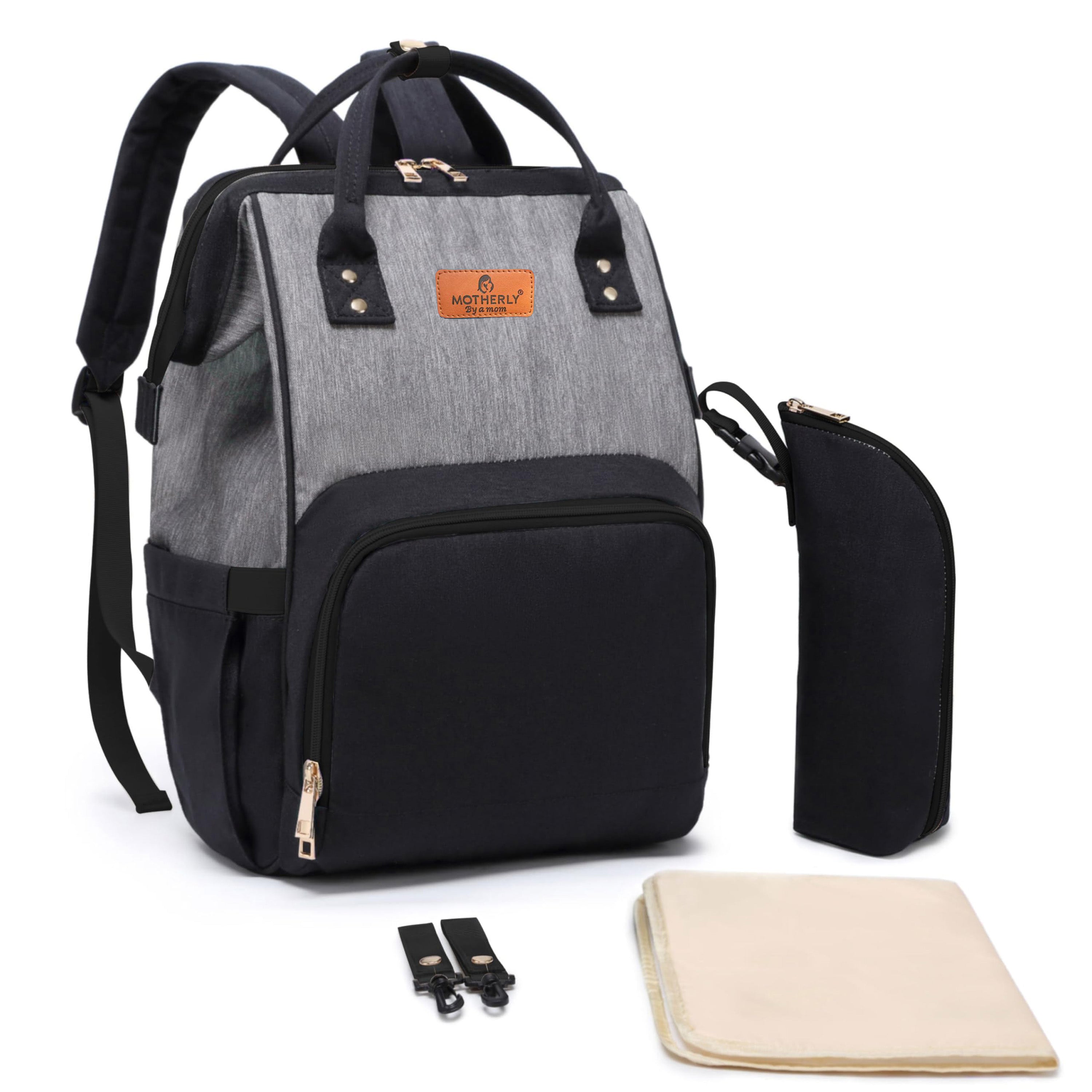 Motherly Crown Diaper Bag for Moms – Water-Resistant Travel & Maternity Bag with Mat, Bottle Cover & Stroller Hooks