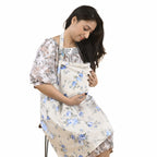 Care Cave Nursing Scarf -Blue Grey Flower - MOTHERLY