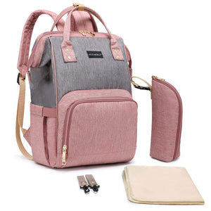 Motherly Crown Diaper Bag for Mothers for Travel with Mat, Stroller Hook, Bottle Cover/Multipocket Baby Bag/Water-resistant Diaper bags for mom/Maternity Bags for Mother and Baby (Pink & Gray) - Gray Pink