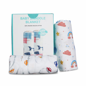 Motherly Muslin Baby Swaddle Wrap Burping Cloth for Newborn Baby, Malmal Baby Swaddle Wrap, Dreamy Wrap Cozy Swaddle, Breathable Soft Receiving Blanket for Newborn Boys & Girls Infant Gift (Pack of 2) - Traffic Light & Parachute