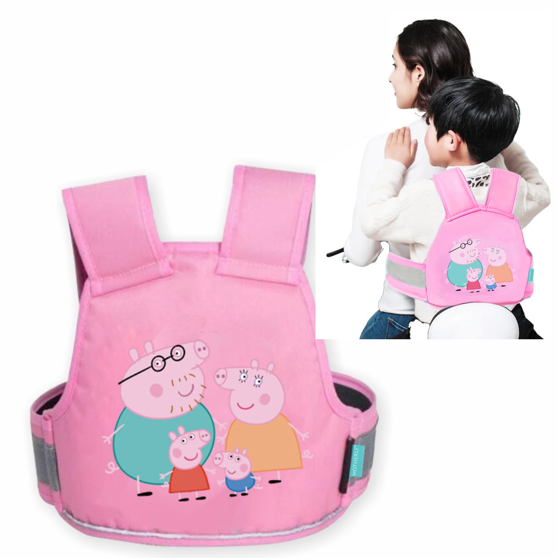 Motherly Children's Motorcycle Safety Harness Safe, Stylish Riding Companion with Two Wheeler Child Safety Belt - MOTHERLY