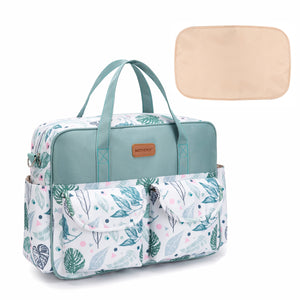 Motherly Tropical Bliss Diaper Handbag - Green White Leaf