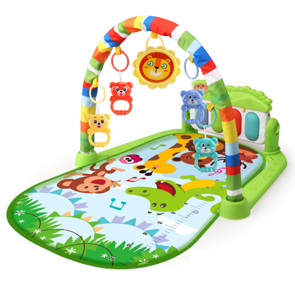 Motherly Musical Keyboard Baby Play Mat Gym with Colorful Piano and Fitness Rack Green