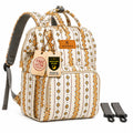 Motherly Patented Diaper Bag Backpack for Moms | Waterproof Baby Travel & Maternity Bag | Spacious Nappy Bag with Multiple Compartments, Insulated Bottle Pockets & Warranty (Ethnic Series, Cream))