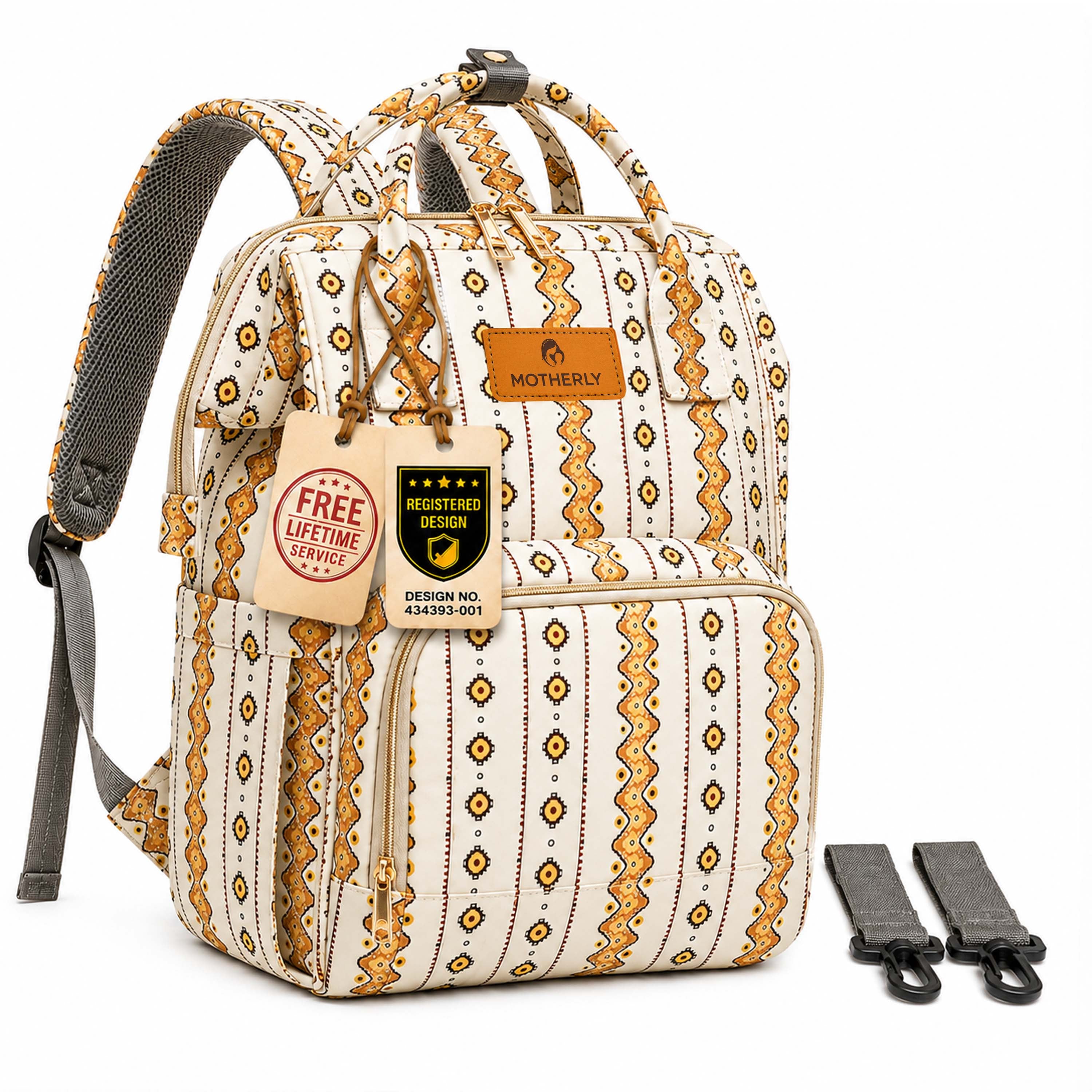 Motherly Patented Diaper Bag Backpack for Moms | Waterproof Baby Travel & Maternity Bag | Spacious Nappy Bag with Multiple Compartments, Insulated Bottle Pockets & Warranty (VivaLuxe Series)