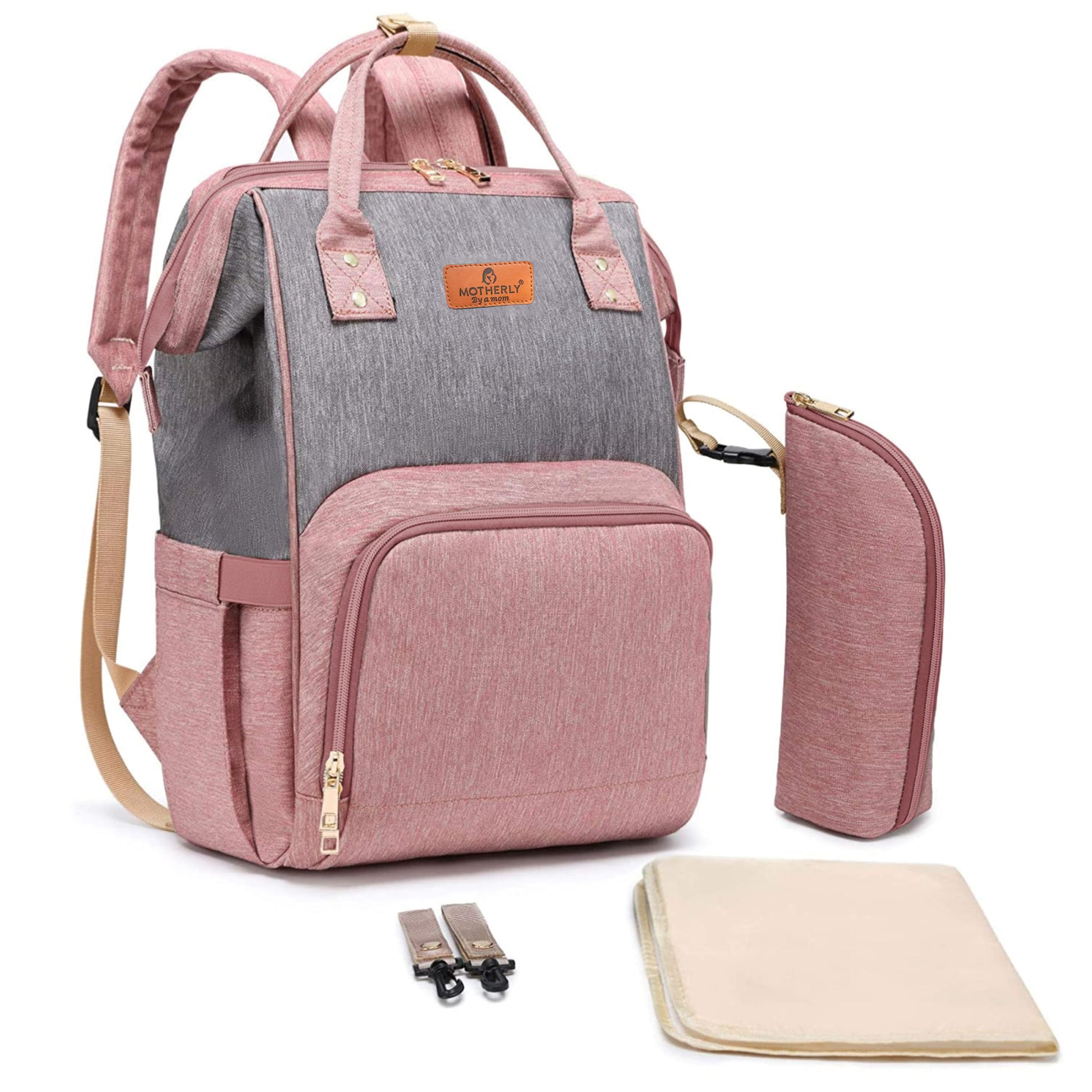 Motherly Crown Diaper Bag for Moms – Water-Resistant Travel & Maternity Bag with Mat, Bottle Cover & Stroller Hooks