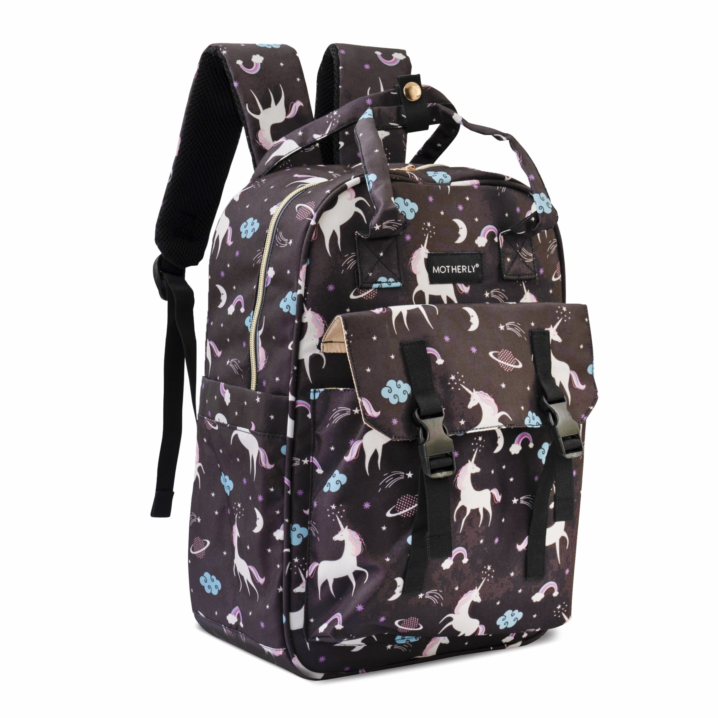 Motherly Solid Diaper Bag for Moms (Black) – Water-Resistant Maternity & Travel Bag with Multiple Pockets