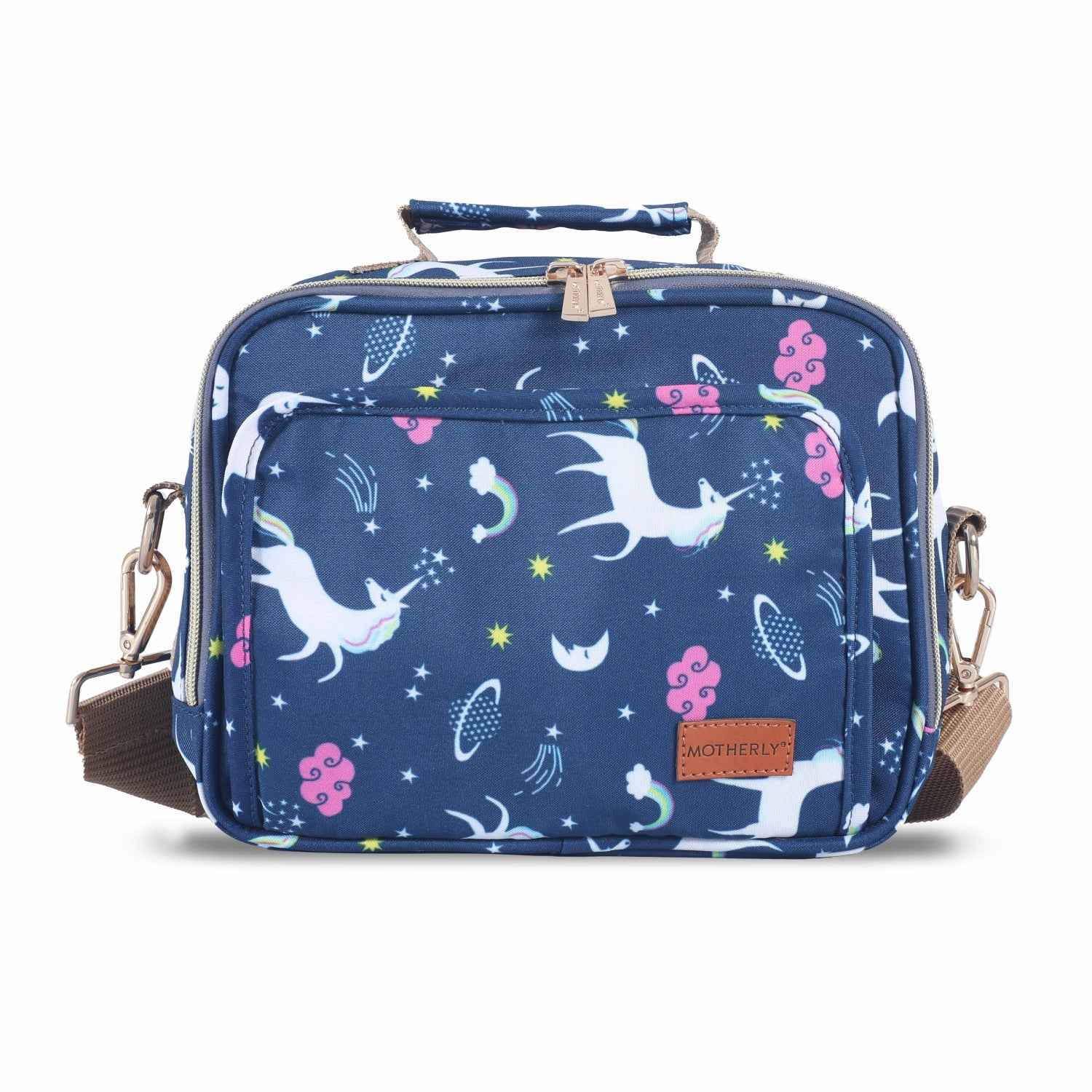 Motherly Mini Diaper Bag for Mothers for Travel | Small Maternity Handbag for Newborn Baby | Mothers Travelling Bag | Multiple Pockets Water Resistant Baby Bag I Hospital Bag for Moms (Unicorn Blue)