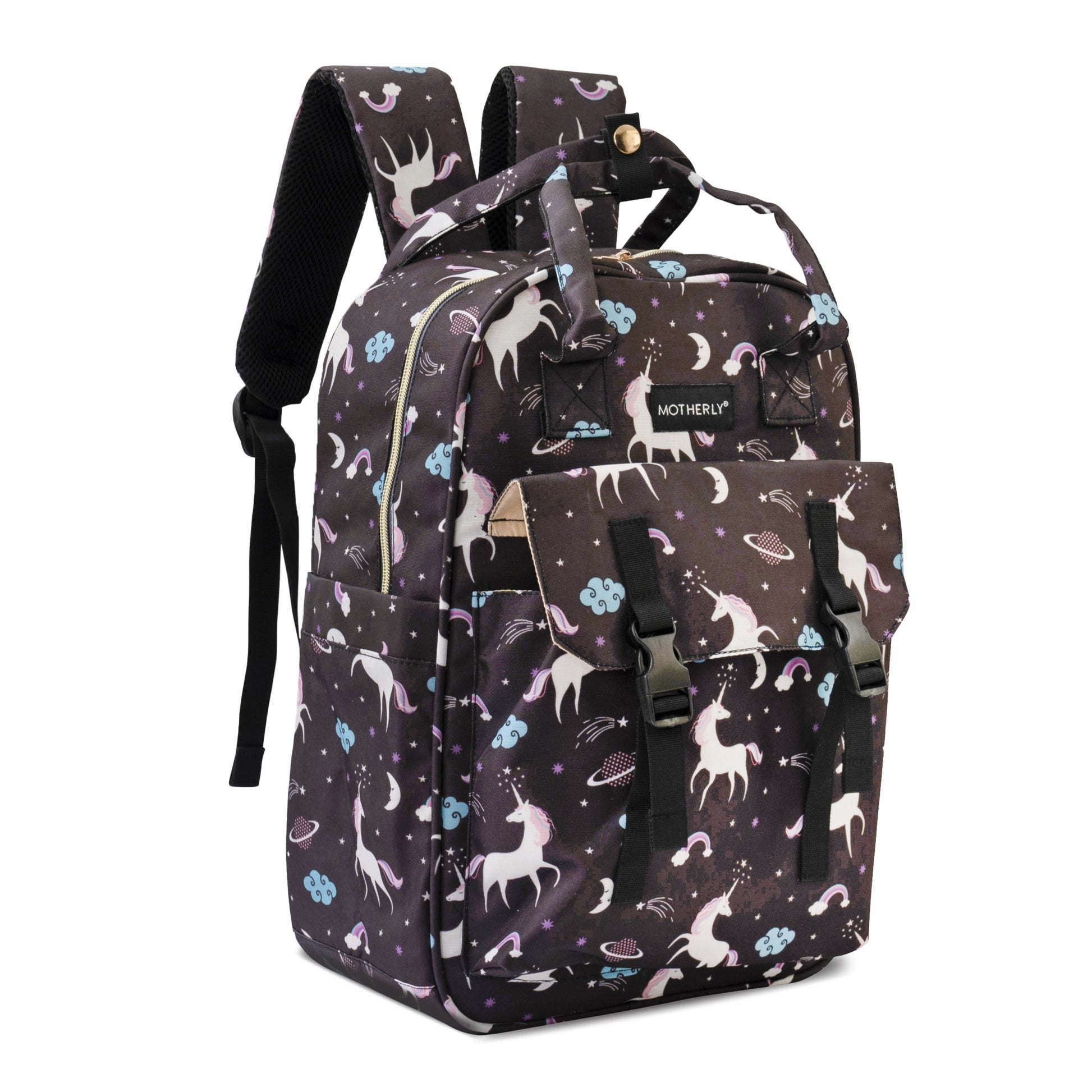 Motherly Solid Diaper Bag for Mothers for Travel, Maternity Bag for Newborn Baby, Mothers Travelling Bag, Multiple Pocket Water Resistant Baby Bag, Hospital Bag for moms (Black) - MOTHERLY