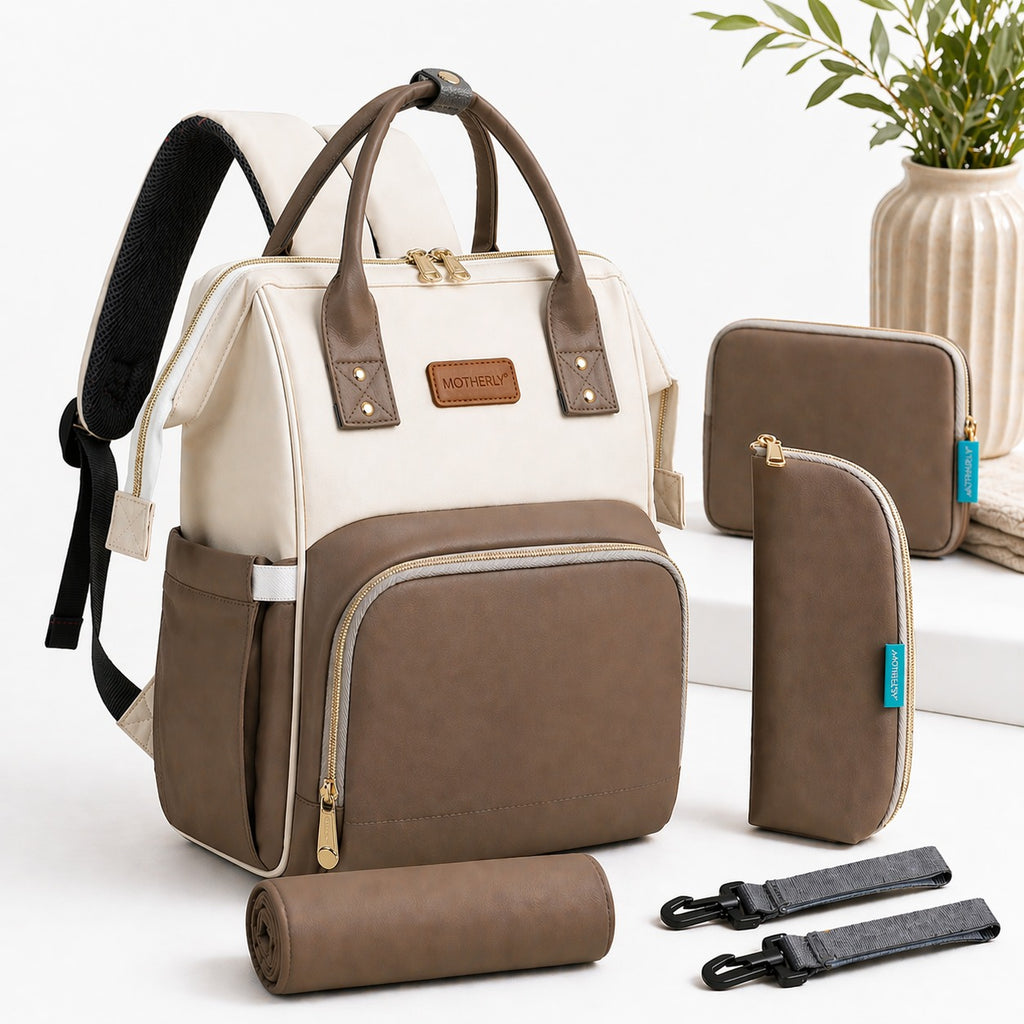 Motherly Envy Diaper Bag for Moms – Spacious, Waterproof Travel & Maternity Bag with Accessories