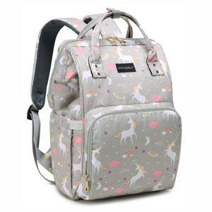 Motherly Elegant Diaper Bag for Mothers for Travel, Maternity Bag for Newborn Baby, Mothers Travelling Bag, Multipocket Water Resistant Baby Bag, Hospital Bag for Moms with Warranty (Unicorn Pink) - Unicorn Gray