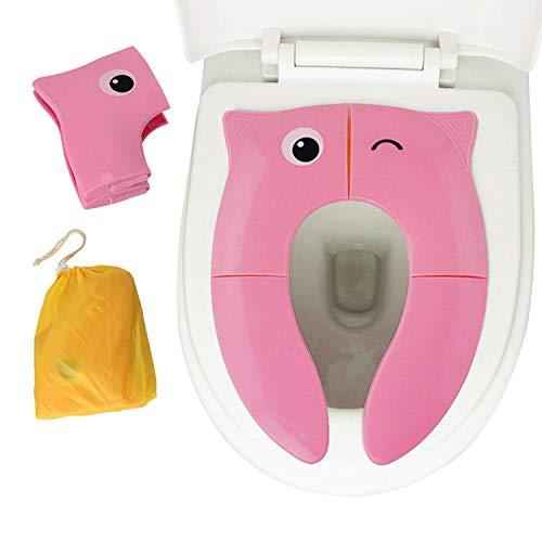 Motherly Perry Porter Travel Friendly Foldable Potty Trainer Seat Cover for Babies Toilet Training (Pink)