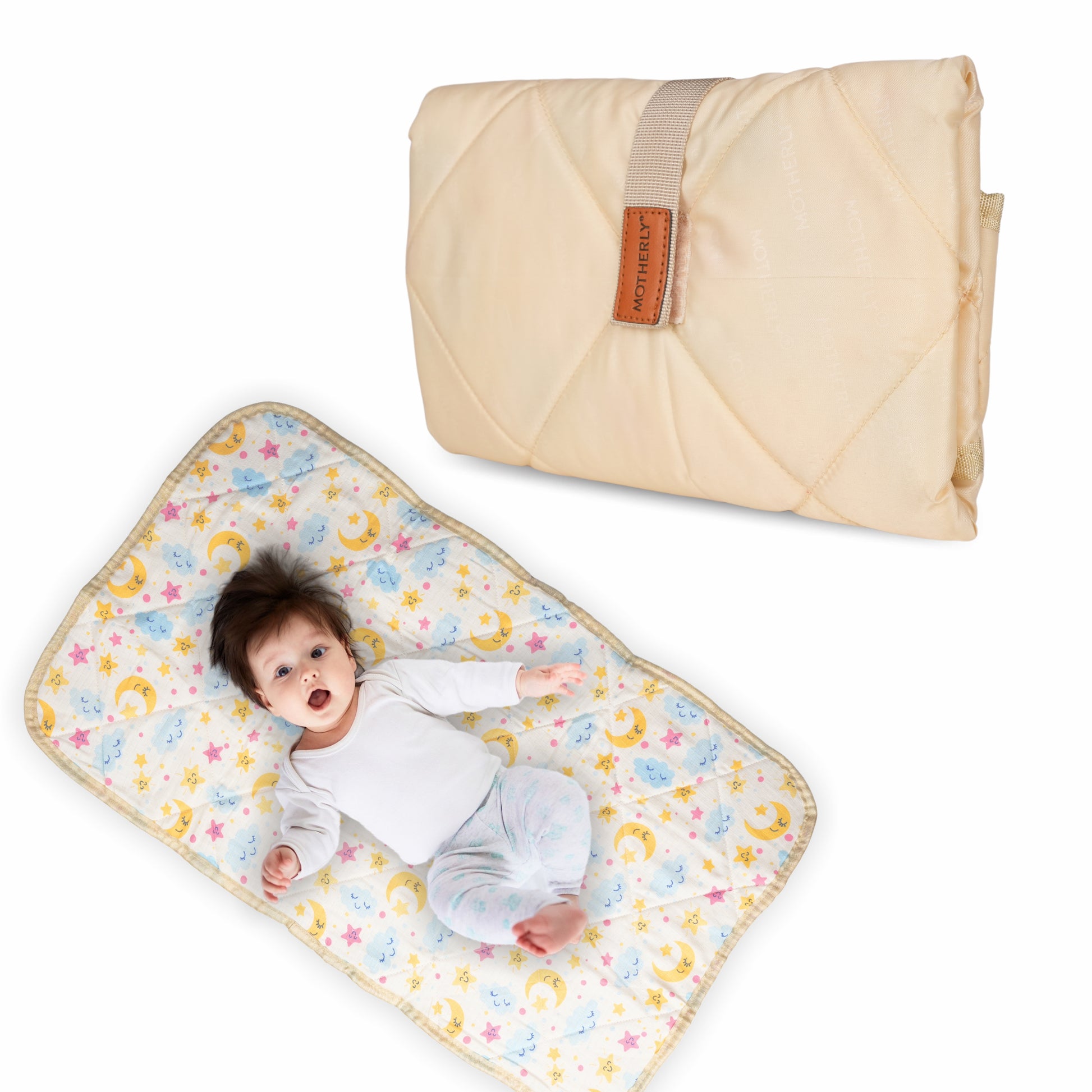 Motherly Diaper Changing Mat for Newborn Baby, Reusable Portable Changing Pad, Crib Mat for Baby, Sleeping Mattress for Boys & Girls (72 x 42 cm, 0-12 Months) - MOTHERLY