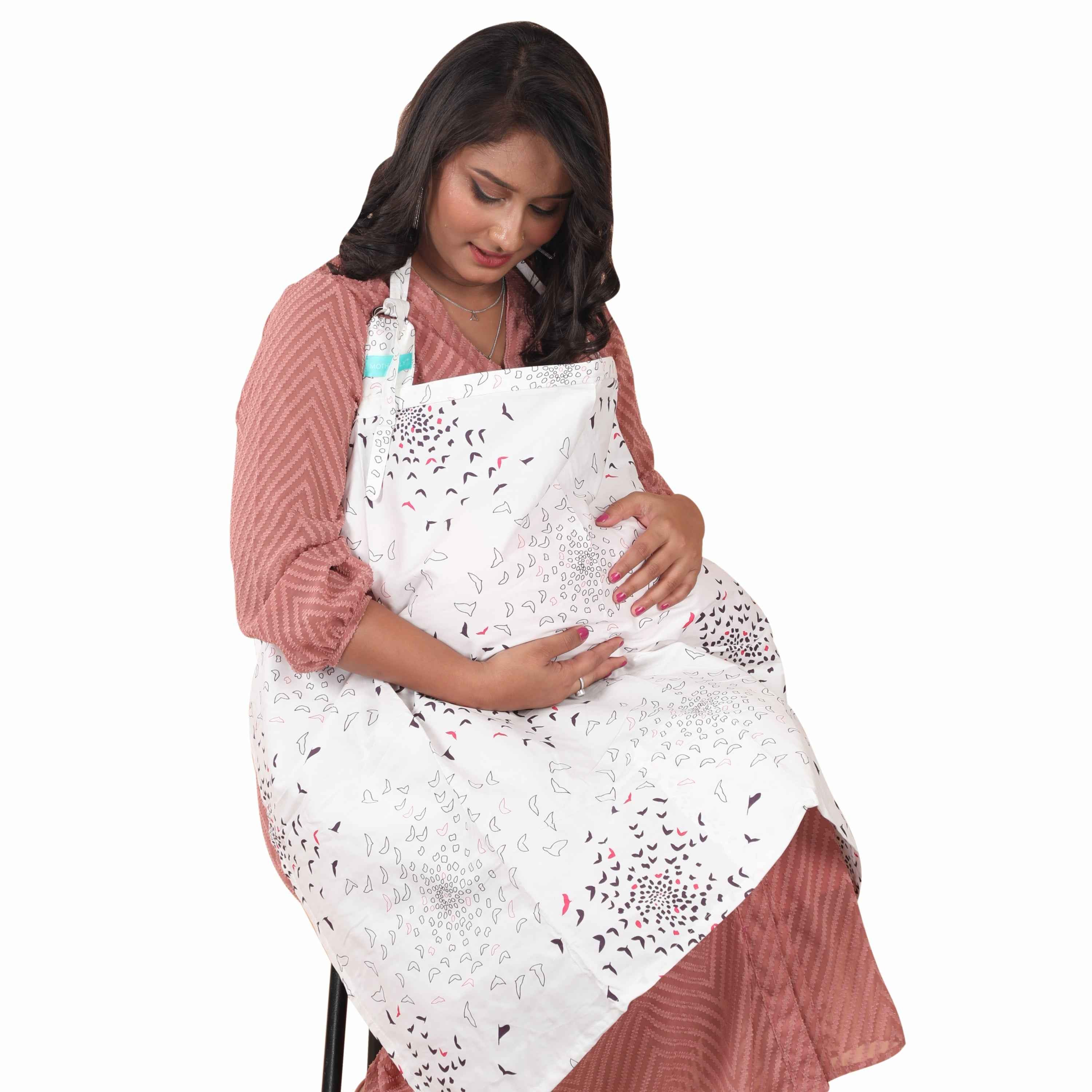 Care Cave Nursing Scarf - Black/Red Birds Print