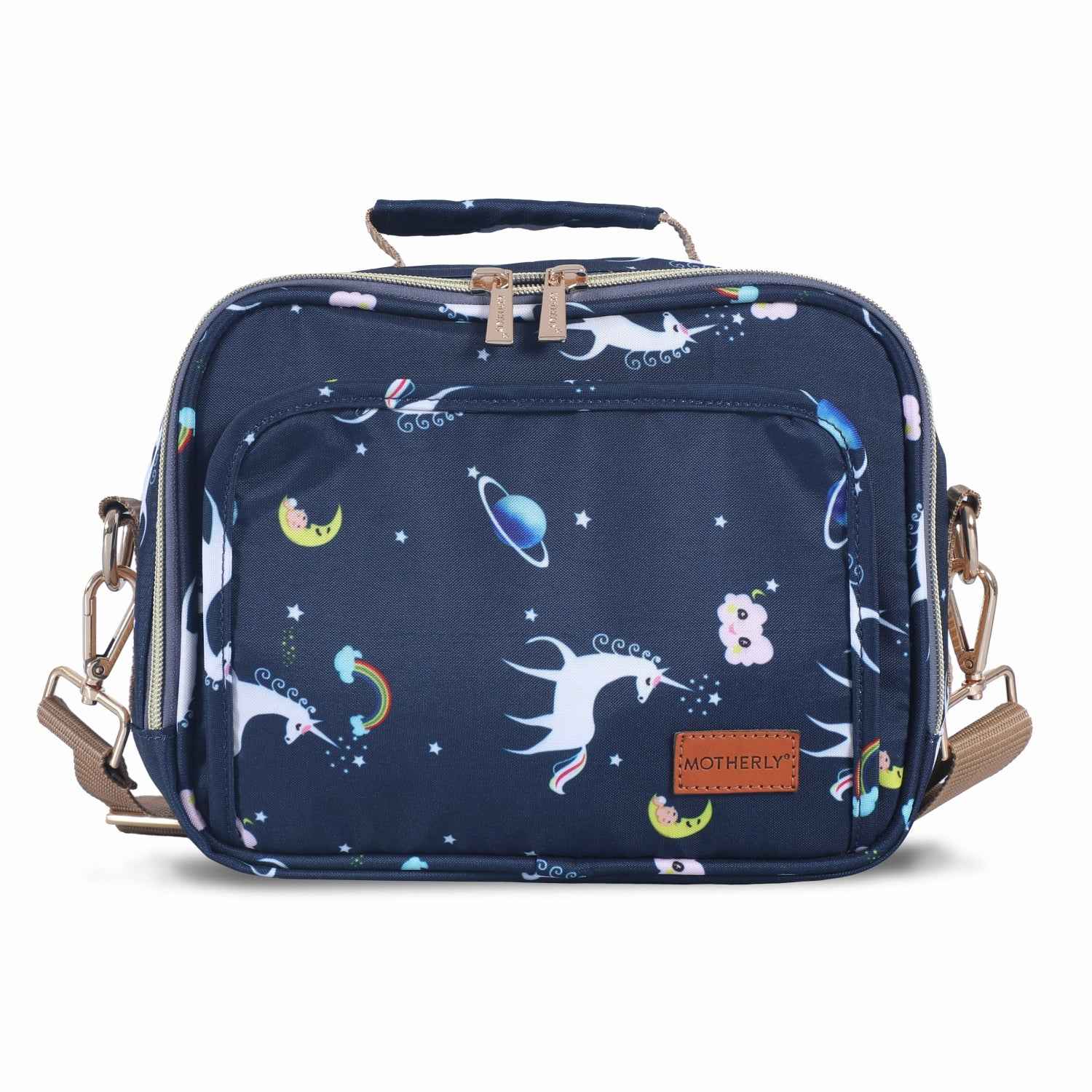 Motherly Mini Diaper Bag for Moms (Unicorn Blue) – Water-Resistant Travel & Maternity Handbag with Multiple Pockets