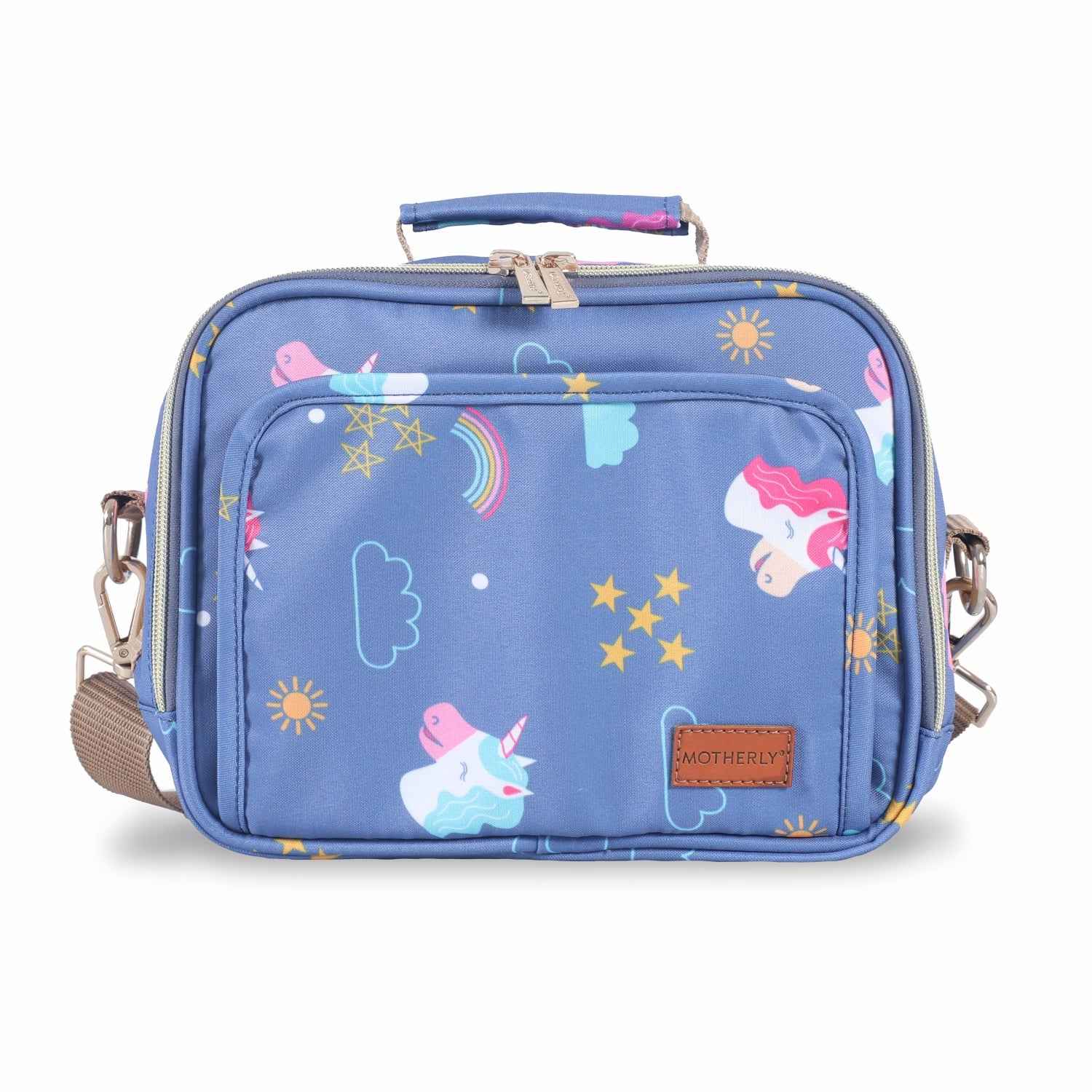 Motherly Mini Diaper Bag for Moms (Unicorn Blue) – Water-Resistant Travel & Maternity Handbag with Multiple Pockets