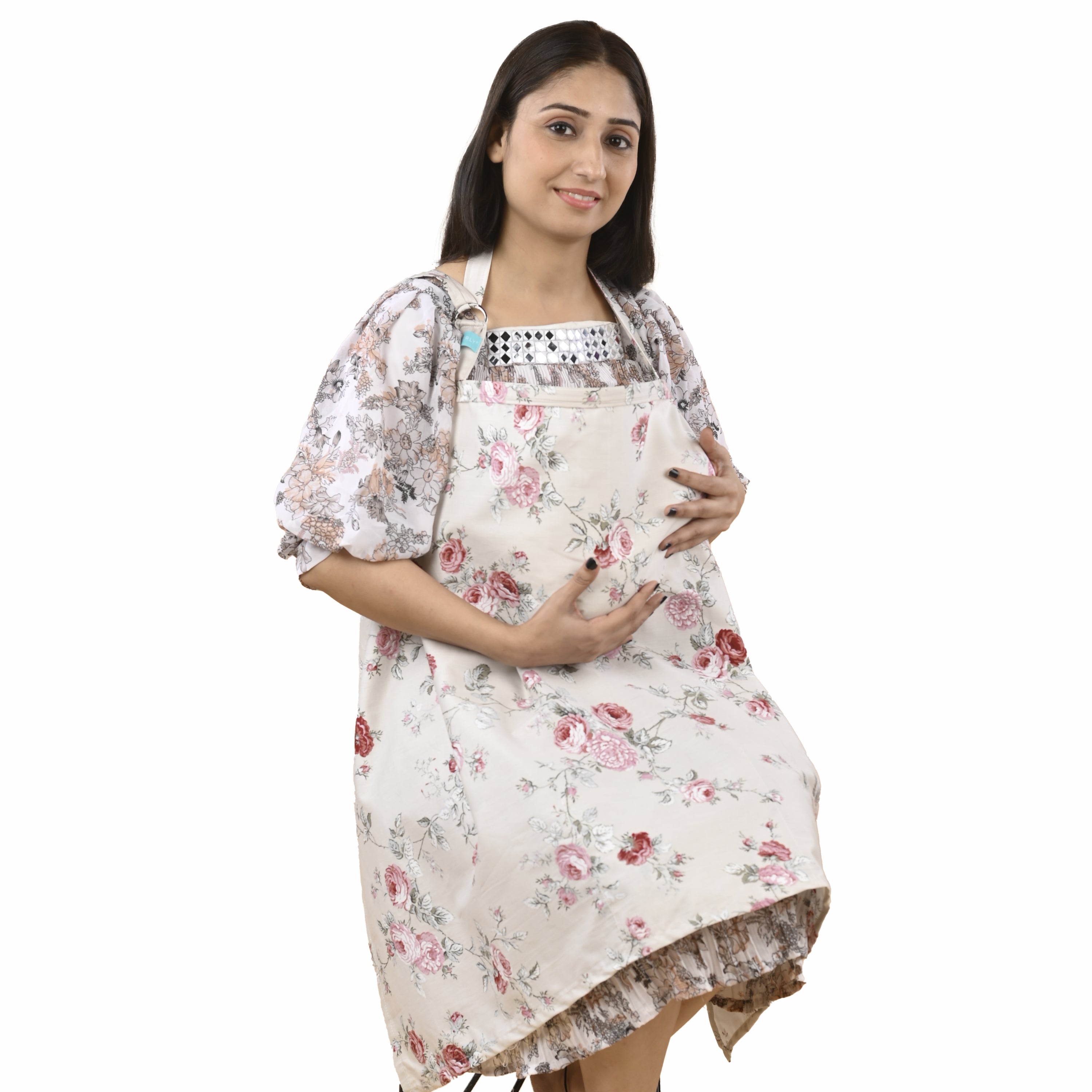 Care Cave Nursing Scarf - Red Grey Flower - MOTHERLY