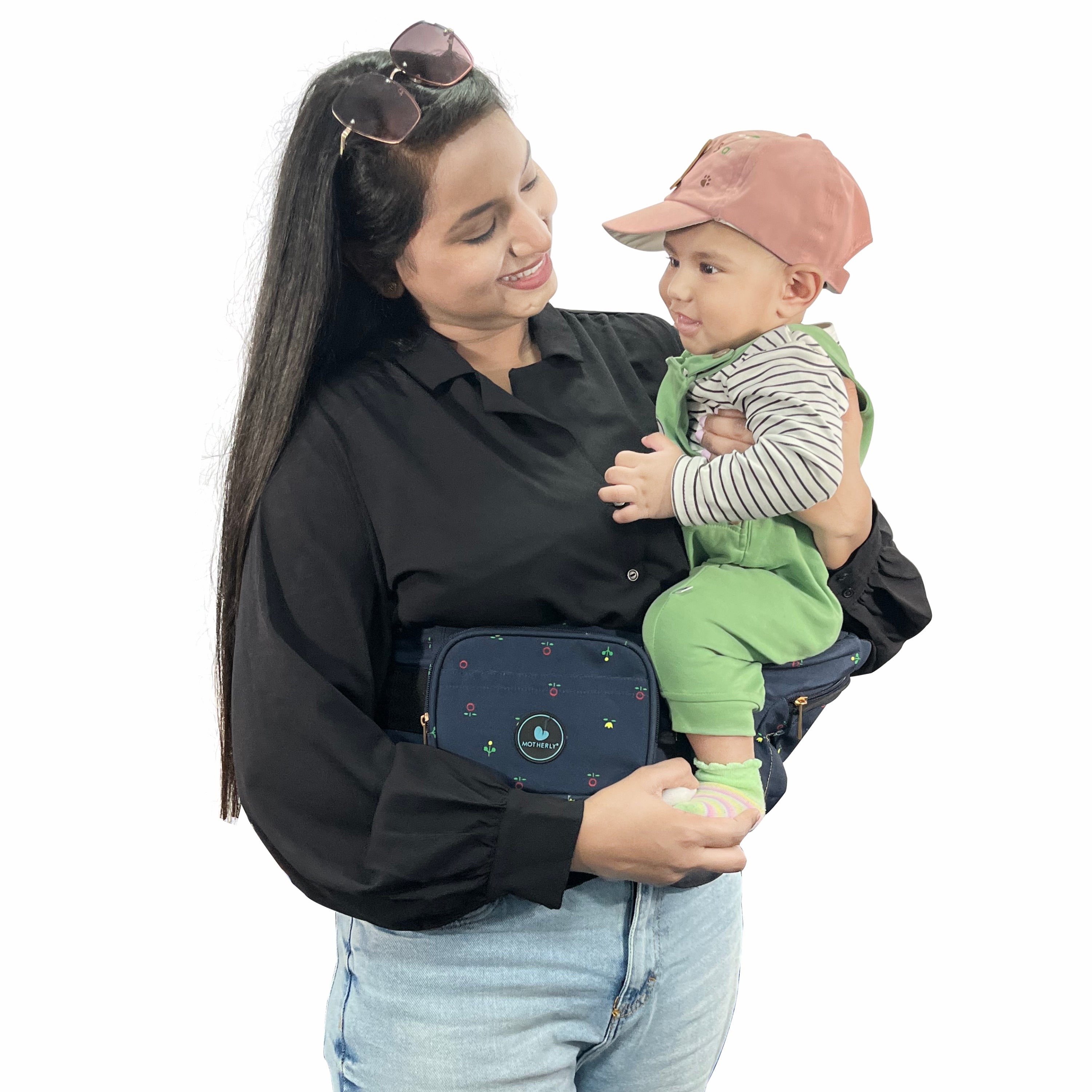 Motherly Ready to Use hip seat Baby Carrier|Convertible Sling Carrier|for 5-36 Months (Blue Flower) - MOTHERLY