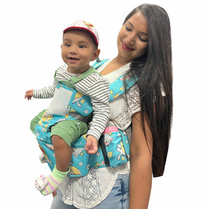 Motherly Baby Carrier for 0 to 3 Year Baby – Adjustable Hands Free 6-in-1 Baby Carrier with Detachable Hip Seat | baby carrier for new born |  Toddler Carrier with Head Support & Buckle Strap for Hiking & Everyday Use (Light Pink Doll) - Light Blue Cat