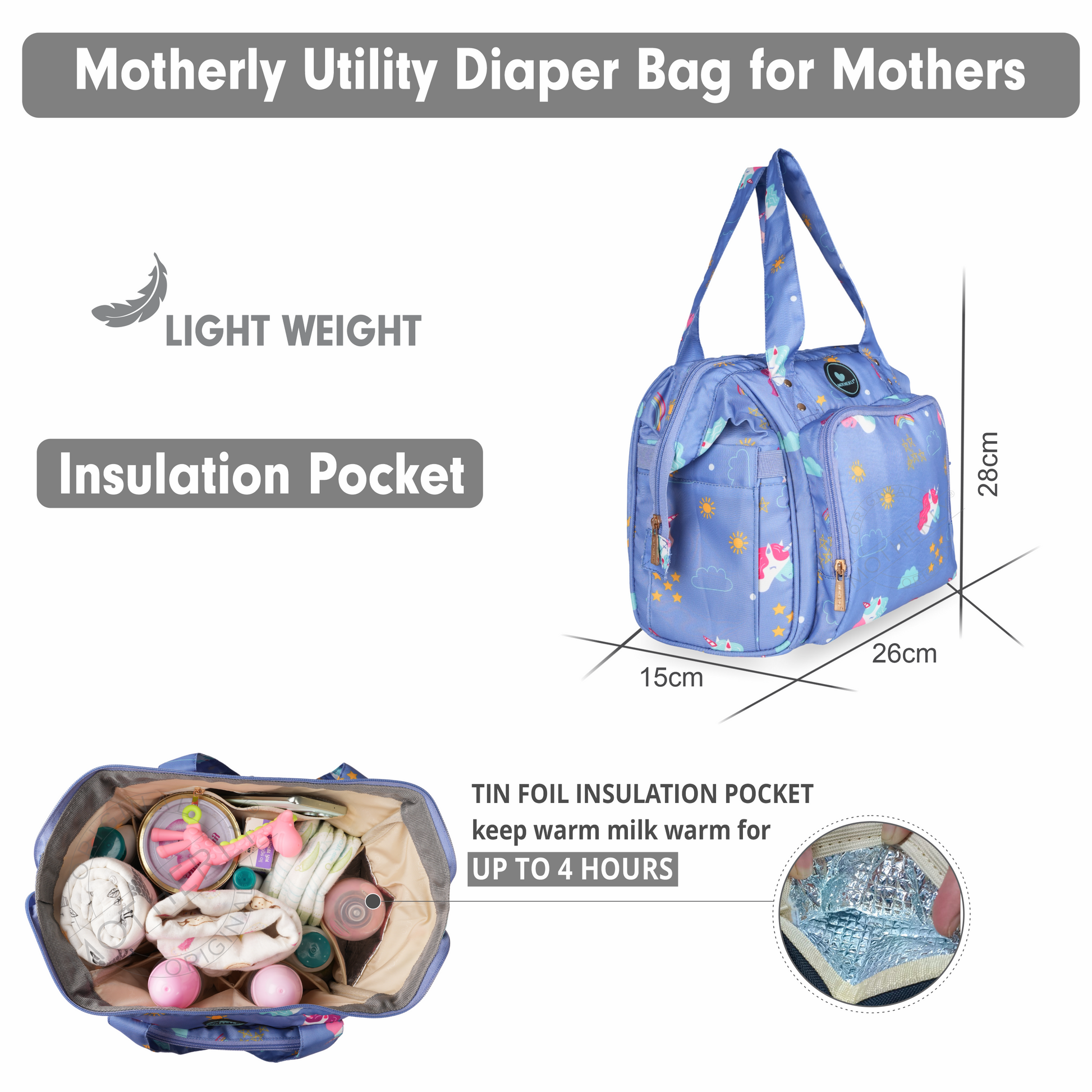 Motherly Mini Diaper Bag for Mothers | Small Diaper handbag for mom for travel - MOTHERLY