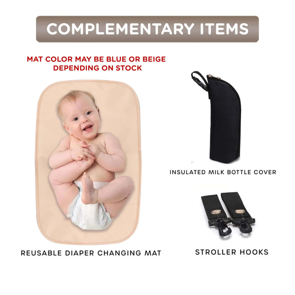 Motherly Crown Diaper Bag for Moms – Water-Resistant Travel & Maternity Bag with Mat, Bottle Cover & Stroller Hooks