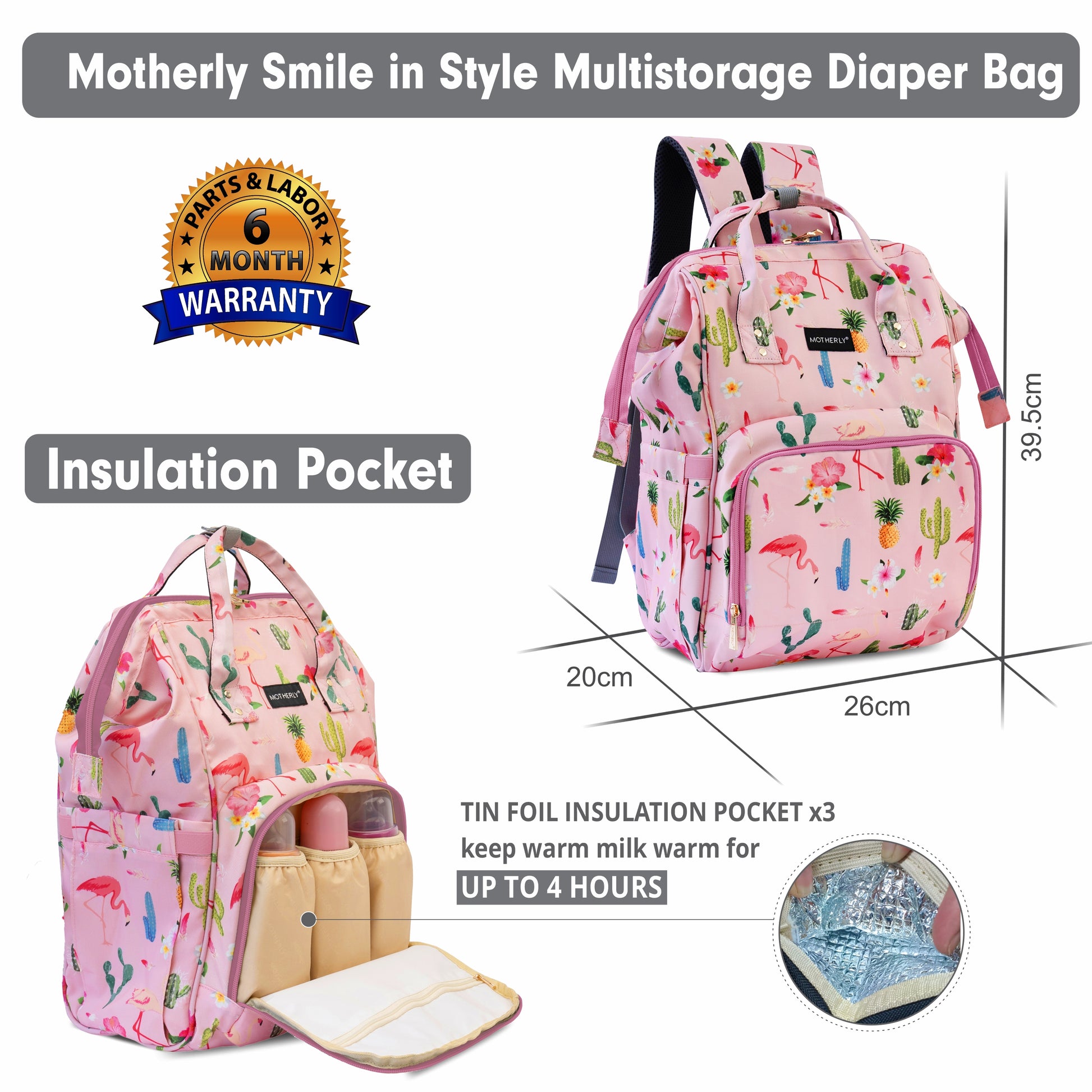 Motherly Elegant Diaper Bag for Mothers for Travel, Maternity Bag for Newborn Baby, Mothers Travelling Bag, Multipocket Water Resistant Baby Bag, Hospital Bag for Moms with Warranty