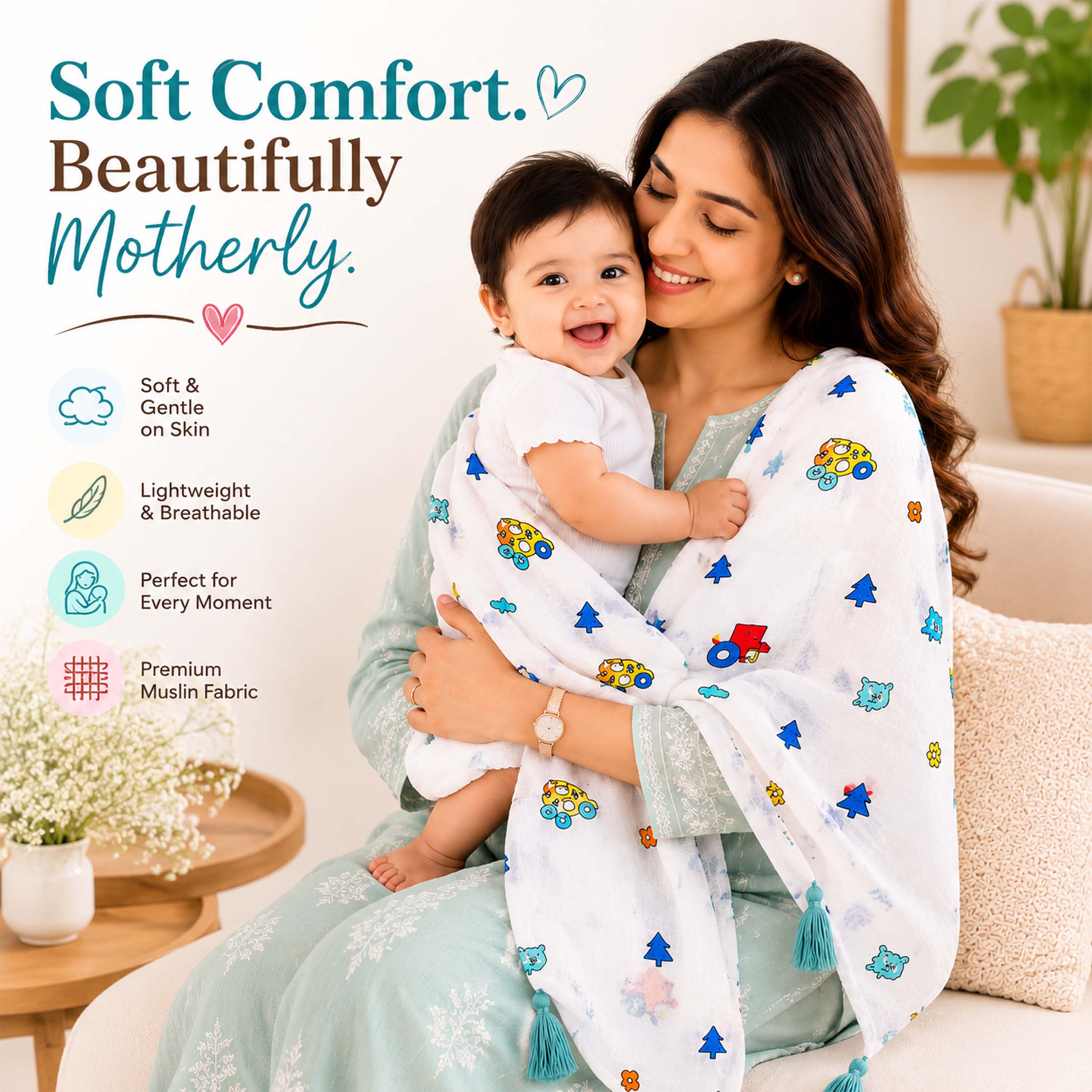 Motherly Premium Nursing Shawl for Mothers | Comfortable Breastfeeding Cover for Newborn Care
