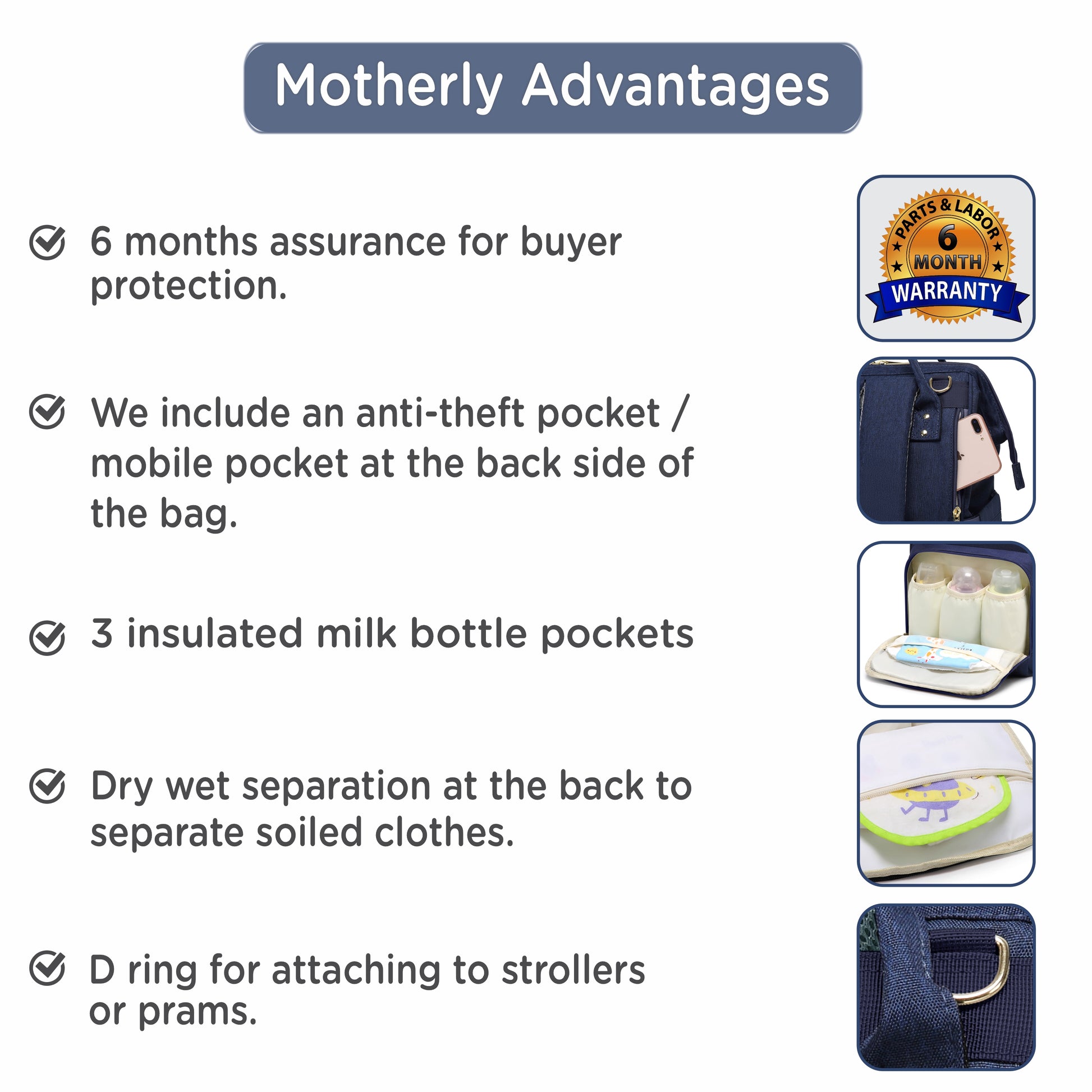 Motherly Everyday Diaper Bag for Mothers for Travel, Maternity Bag for Newborn Baby, Mother Travelling Bag, Multiple Pocket Water Resistant Hospital Bag for moms - MOTHERLY