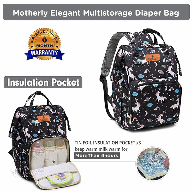 Motherly Elegant Diaper Bag for Moms – Water-Resistant Maternity & Travel Bag with Multiple Pockets & Warranty
