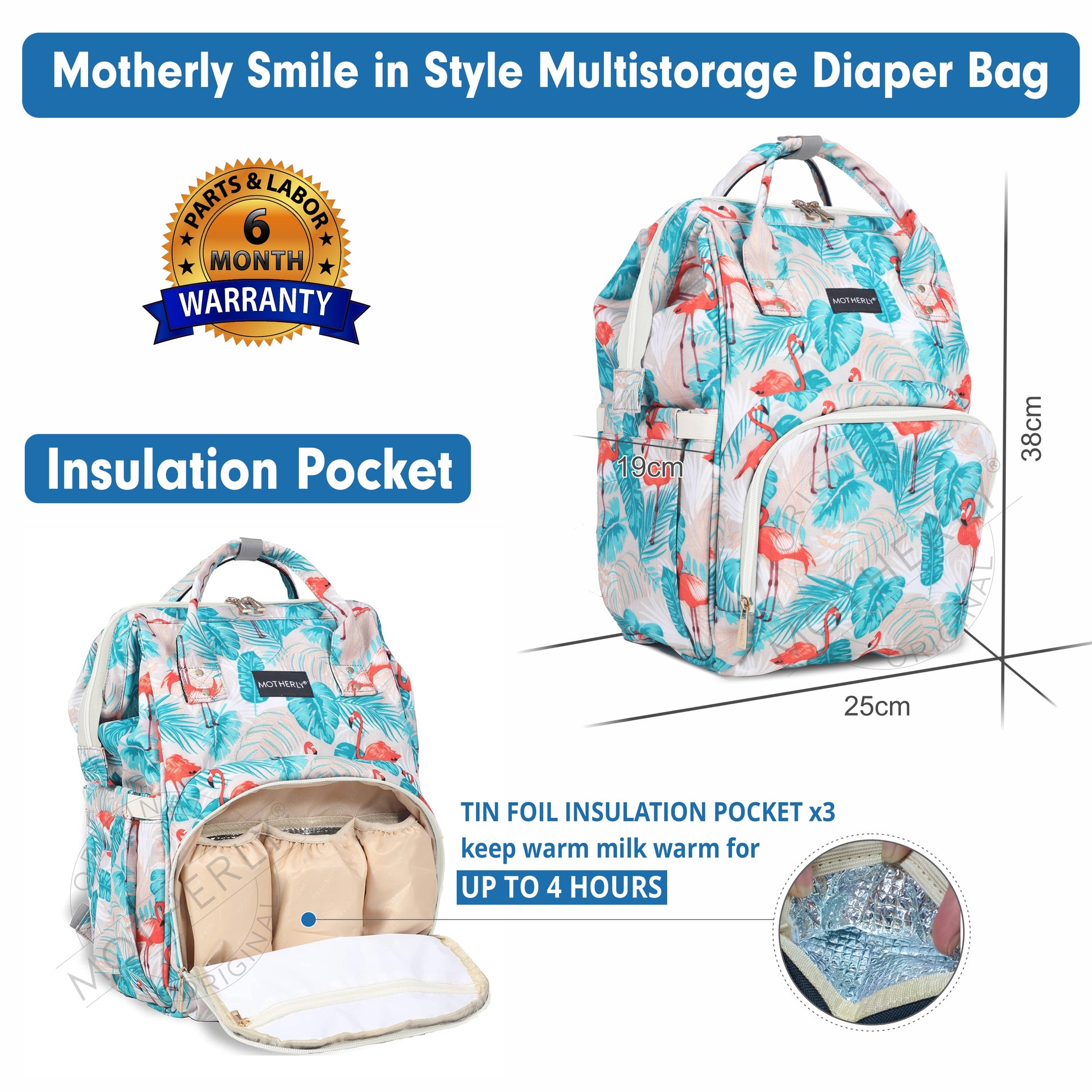 Motherly Elegant Diaper Bag for Mothers for Travel, Maternity Bag for Newborn Baby, Mothers Travelling Bag, Multipocket Water Resistant Baby Bag, Hospital Bag for Moms with Warranty