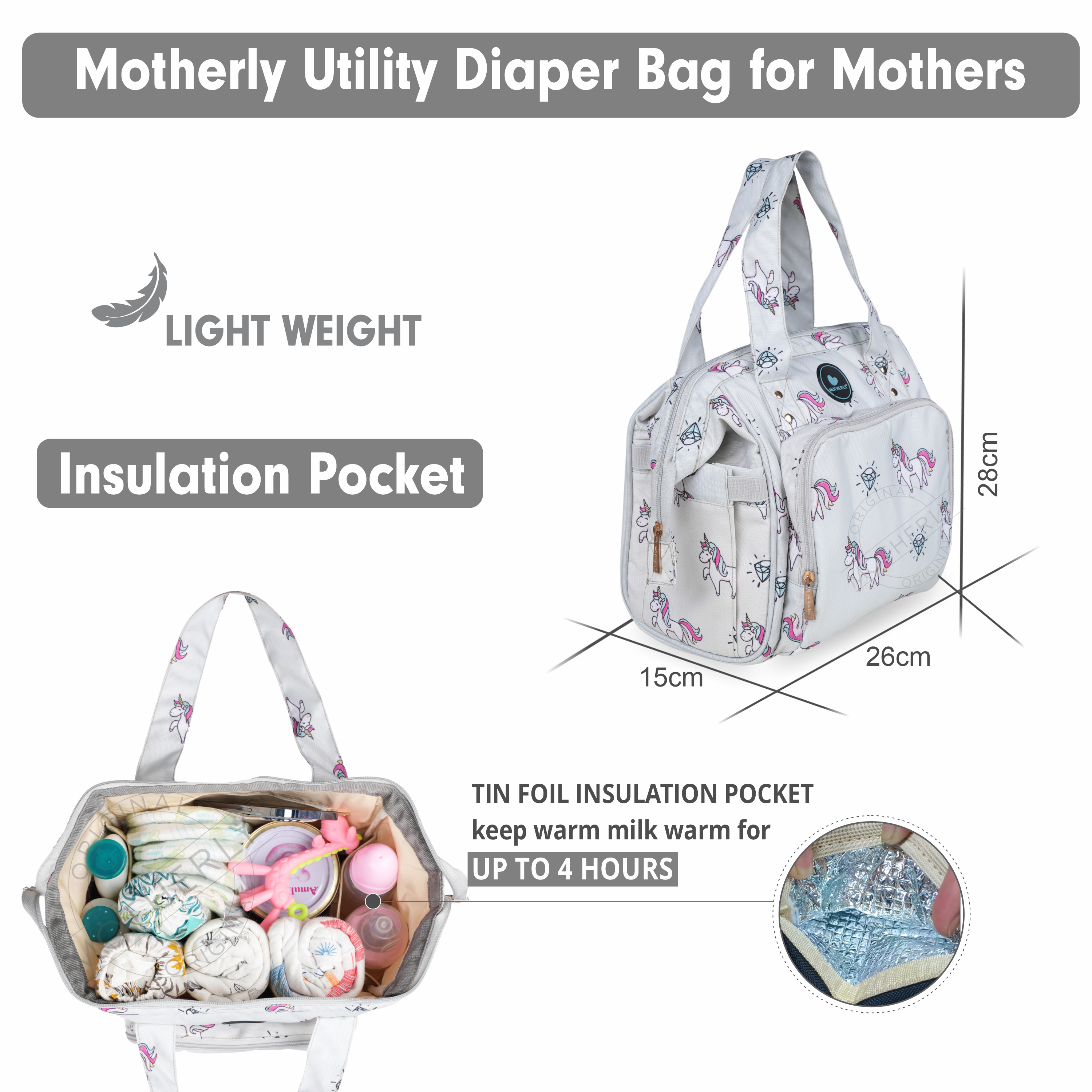 Motherly Mini Diaper Bag for Mothers | Small Diaper handbag for mom for travel