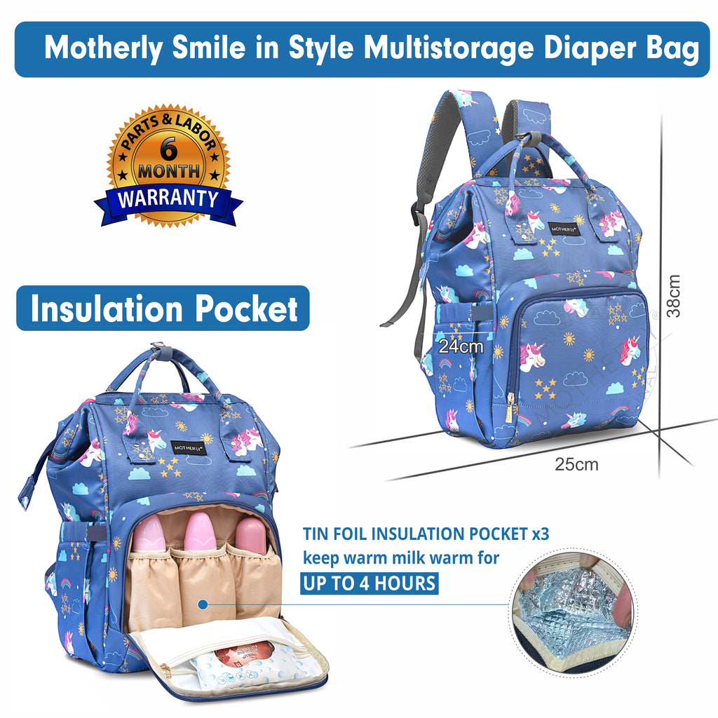 Motherly Elegant Diaper Bag for Mothers for Travel, Maternity Bag for Newborn Baby, Mothers Travelling Bag, Multipocket Water Resistant Baby Bag, Hospital Bag for Moms with Warranty - MOTHERLY