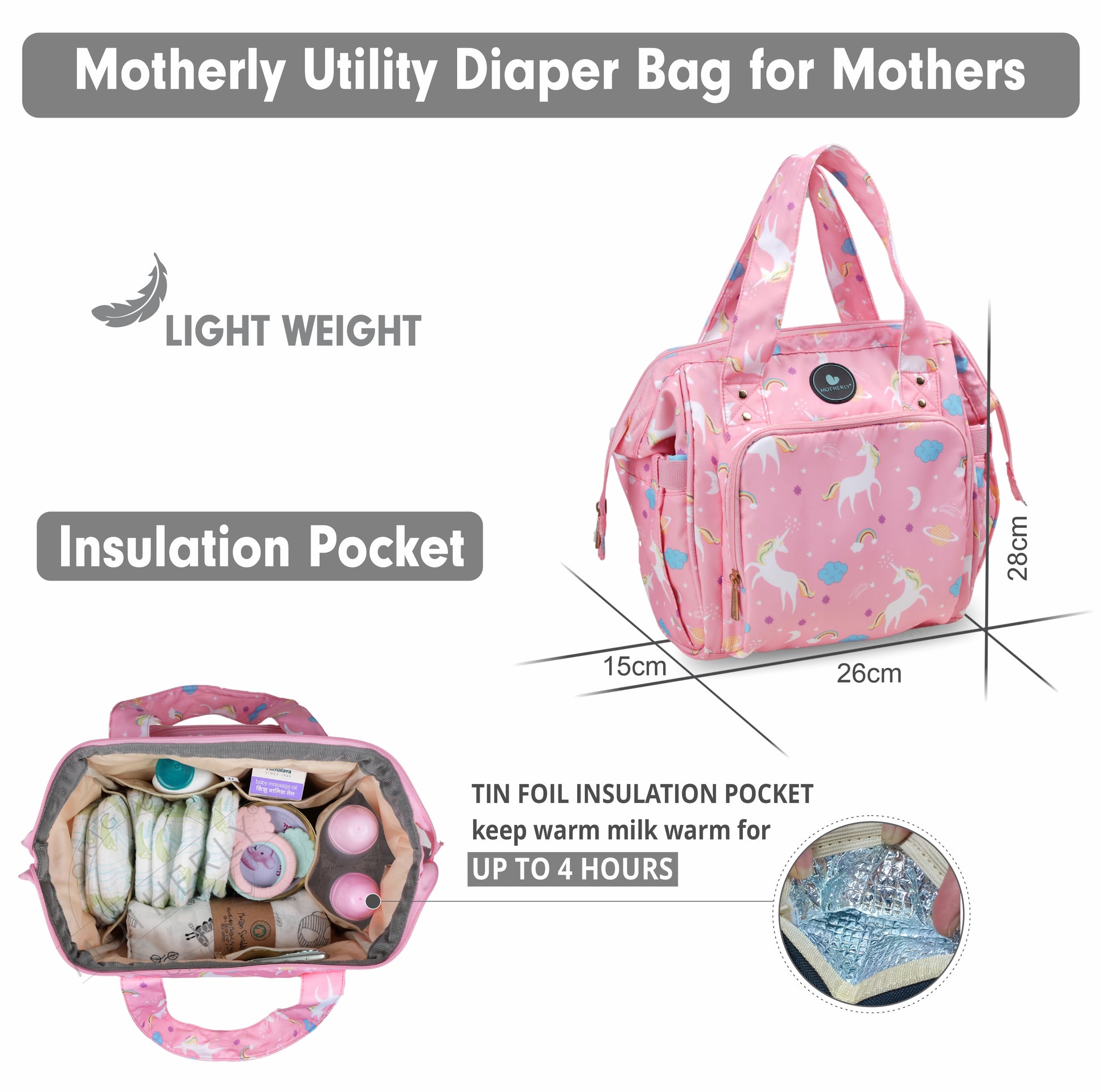 Motherly Mini Diaper Bag for Mothers | Small Diaper handbag for mom for travel - MOTHERLY