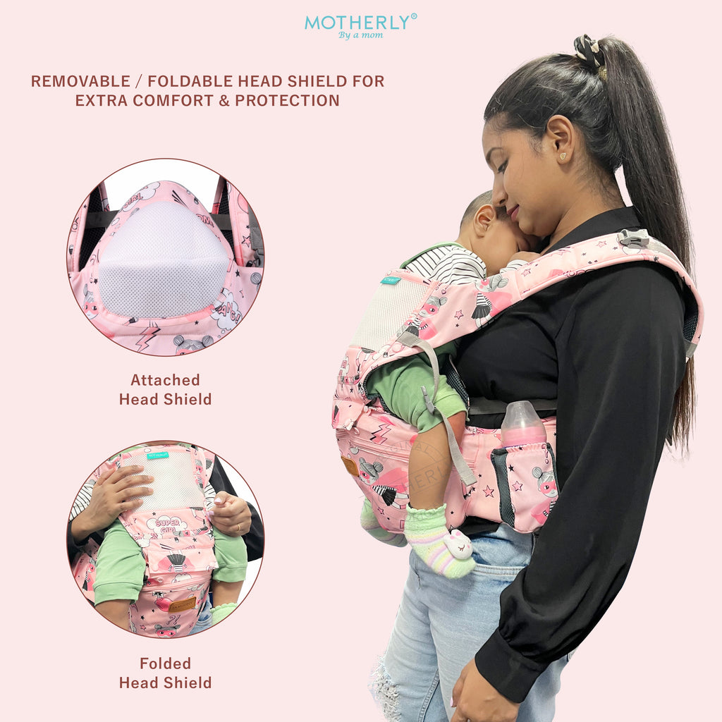 Motherly 6-in-1 Kangaroo Style with Hip Seat for Comfort Carrying Baby Carrier Bag - MOTHERLY