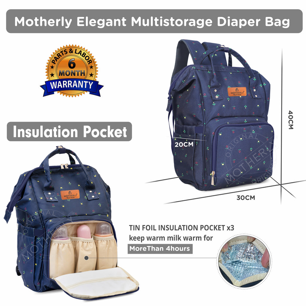 Motherly Elegant Diaper Bag for Moms – Water-Resistant Maternity & Travel Bag with Multiple Pockets & Warranty