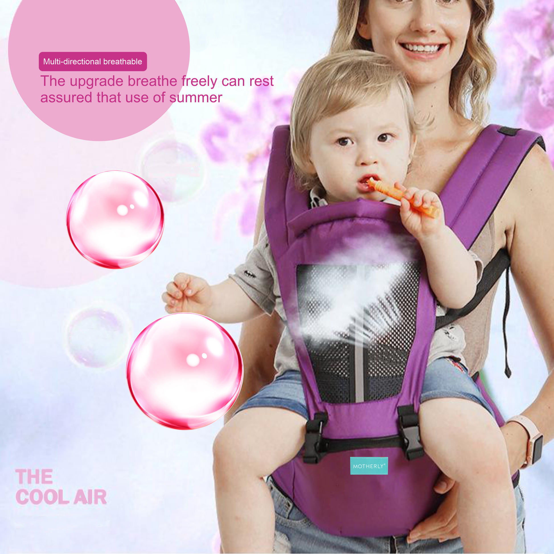 Motherly 2-in-1 Baby Carrier Bag for 6 to 36 Months - Kangaroo Style with Hip Seat for Comfort Carrying - MOTHERLY