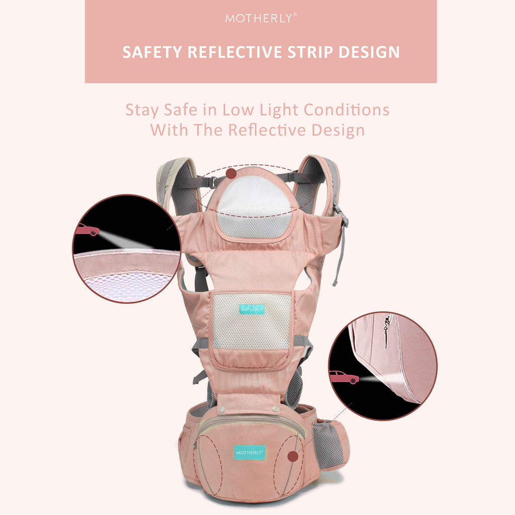 Motherly Baby Carrier for 0 to 3 Year Baby – Adjustable Hands Free 6-in-1 Baby Carrier with Detachable Hip Seat | baby carrier for new born |  Toddler Carrier with Head Support & Buckle Strap for Hiking & Everyday Use (Blue)