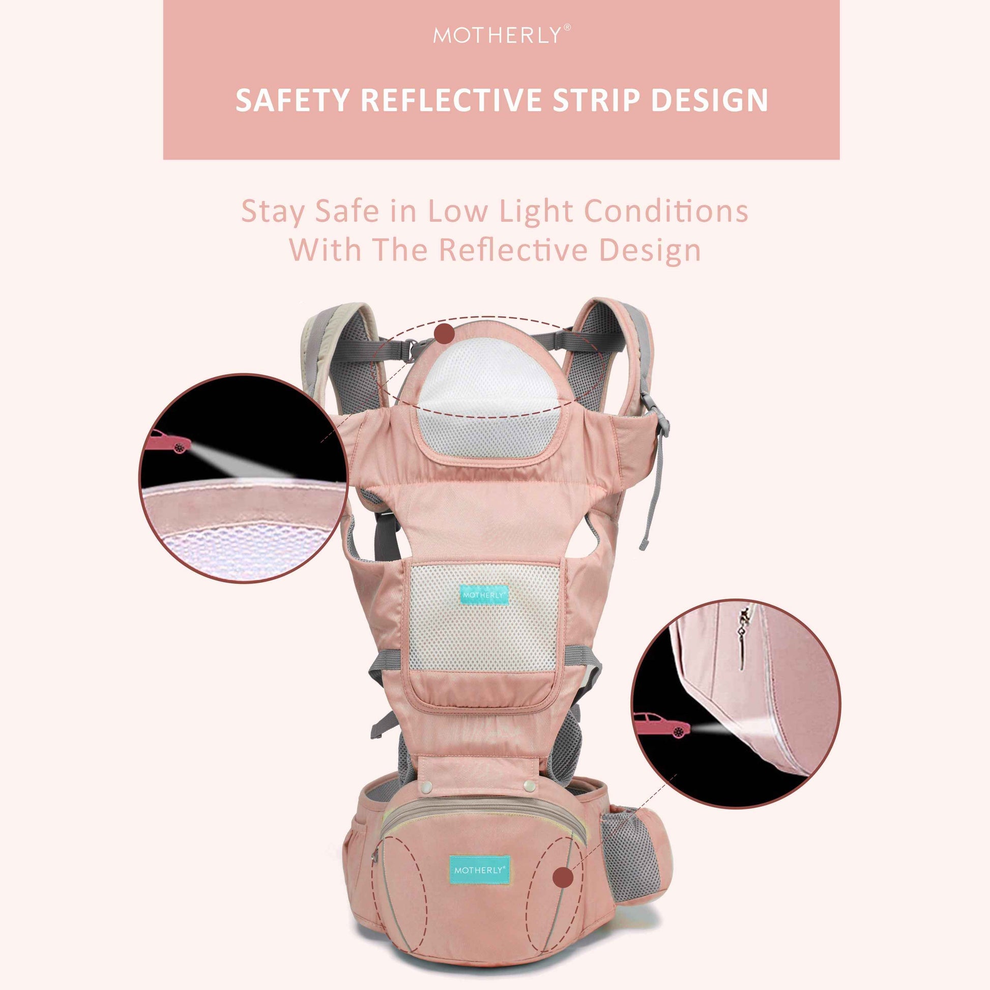Motherly Baby Carrier for 0 to 3 Year Baby – Adjustable Hands Free 6-in-1 Baby Carrier with Detachable Hip Seat | baby carrier for new born |  Toddler Carrier with Head Support & Buckle Strap for Hiking & Everyday Use (Blue)